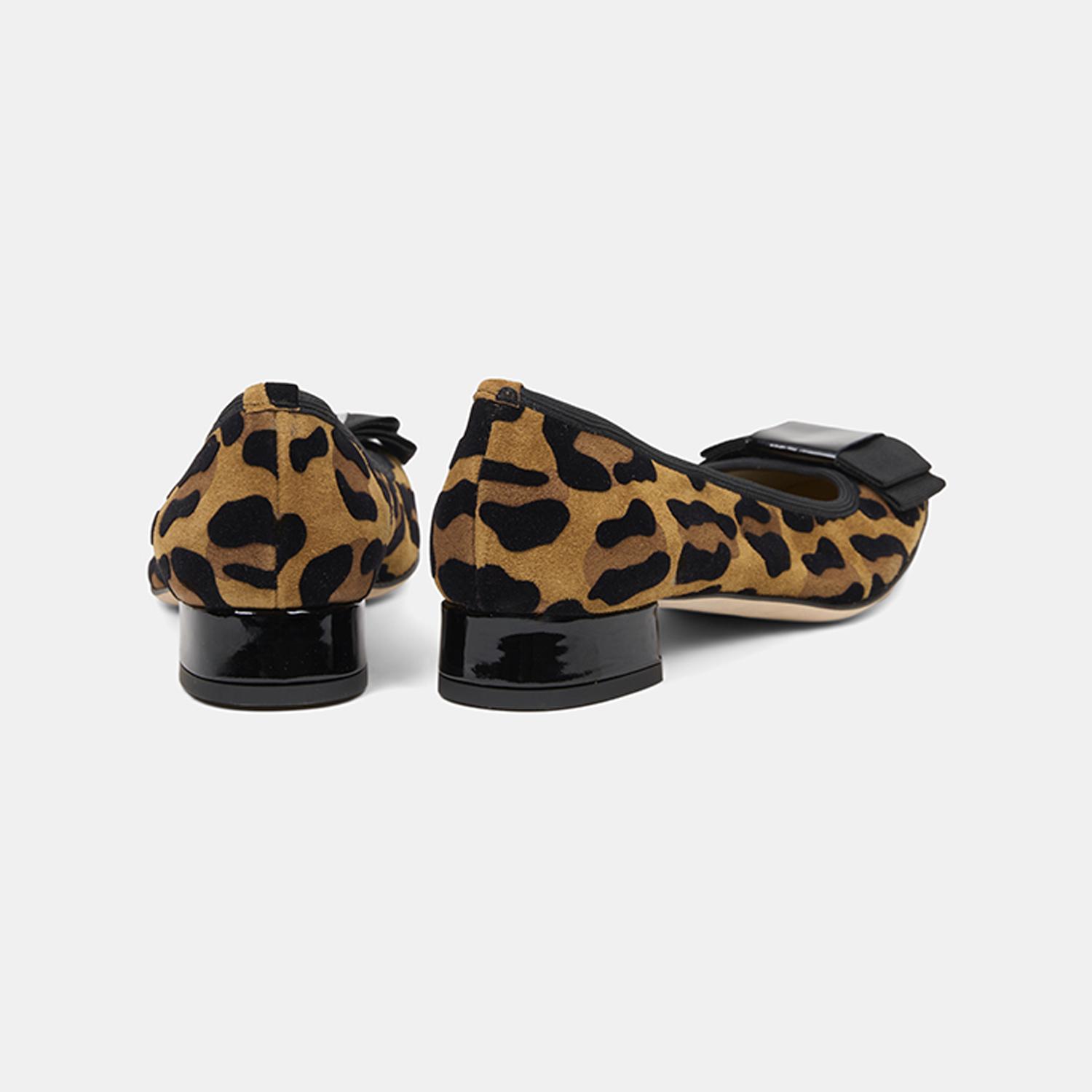 Luca Grossi Kadın Leopar Desenli Süet Deri Babet