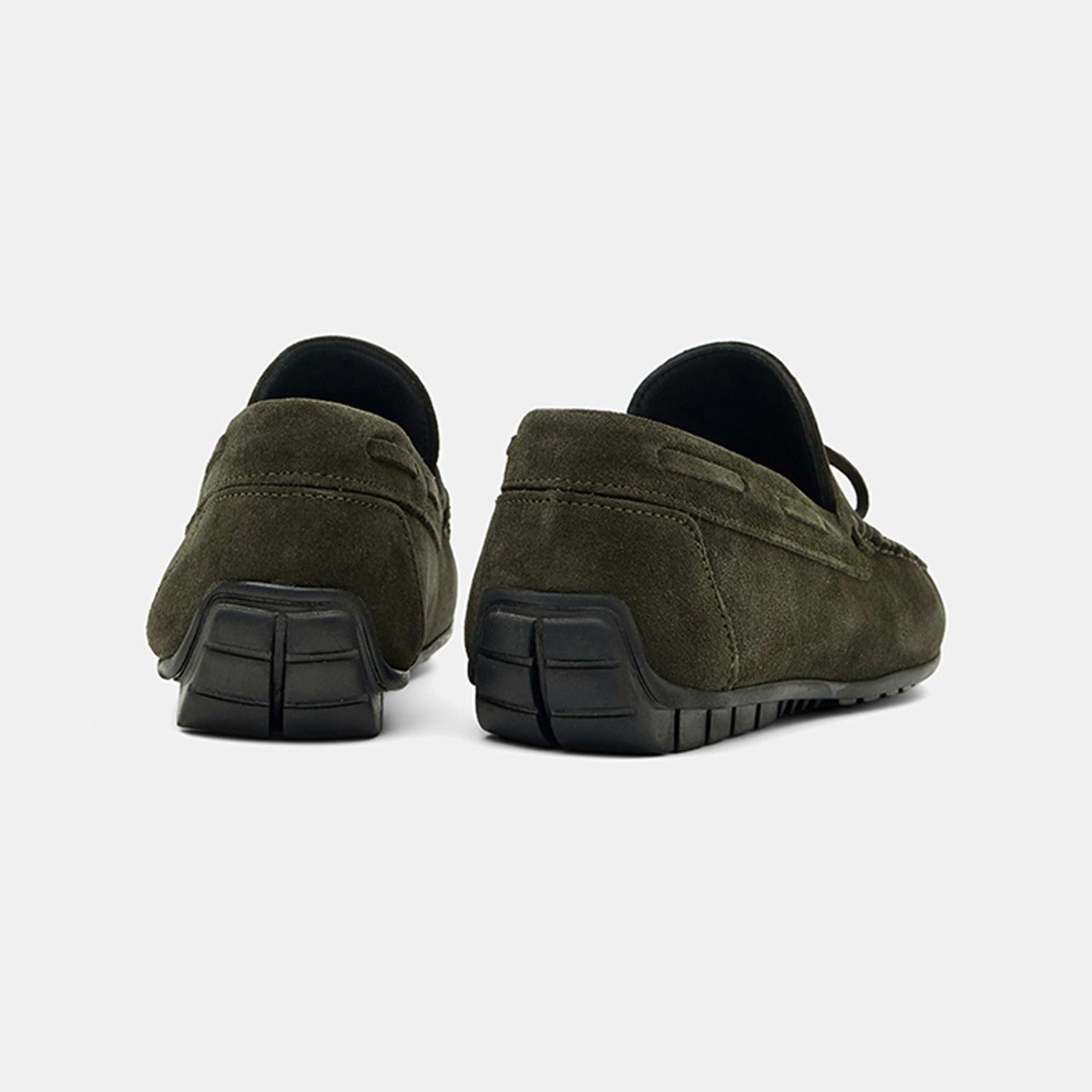 Erkek Haki Bağcık Detaylı Süet Loafer
