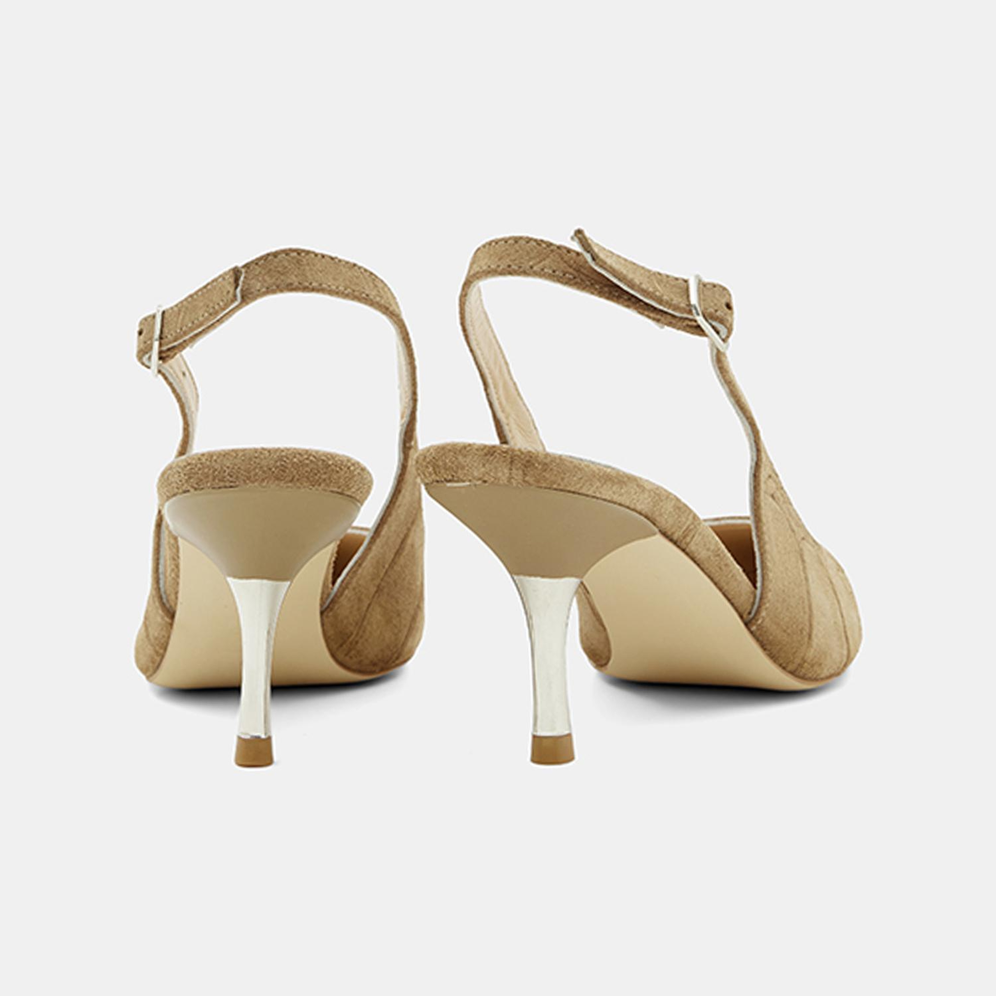 Kadın Vizon Kroko Desenli Sivri Burunlu Süet Stiletto