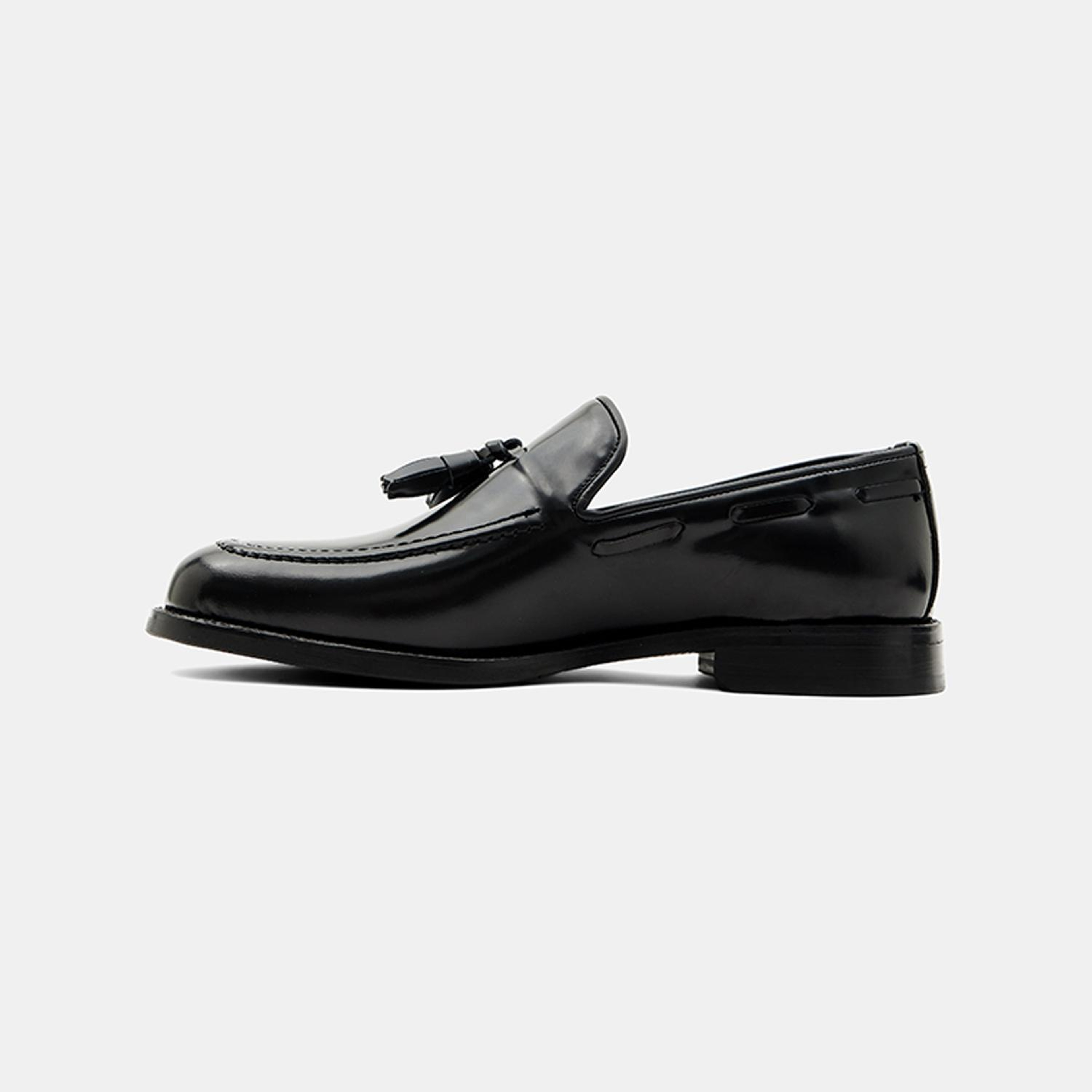 Erkek Siyah Püsküllü Klasik Deri Loafer