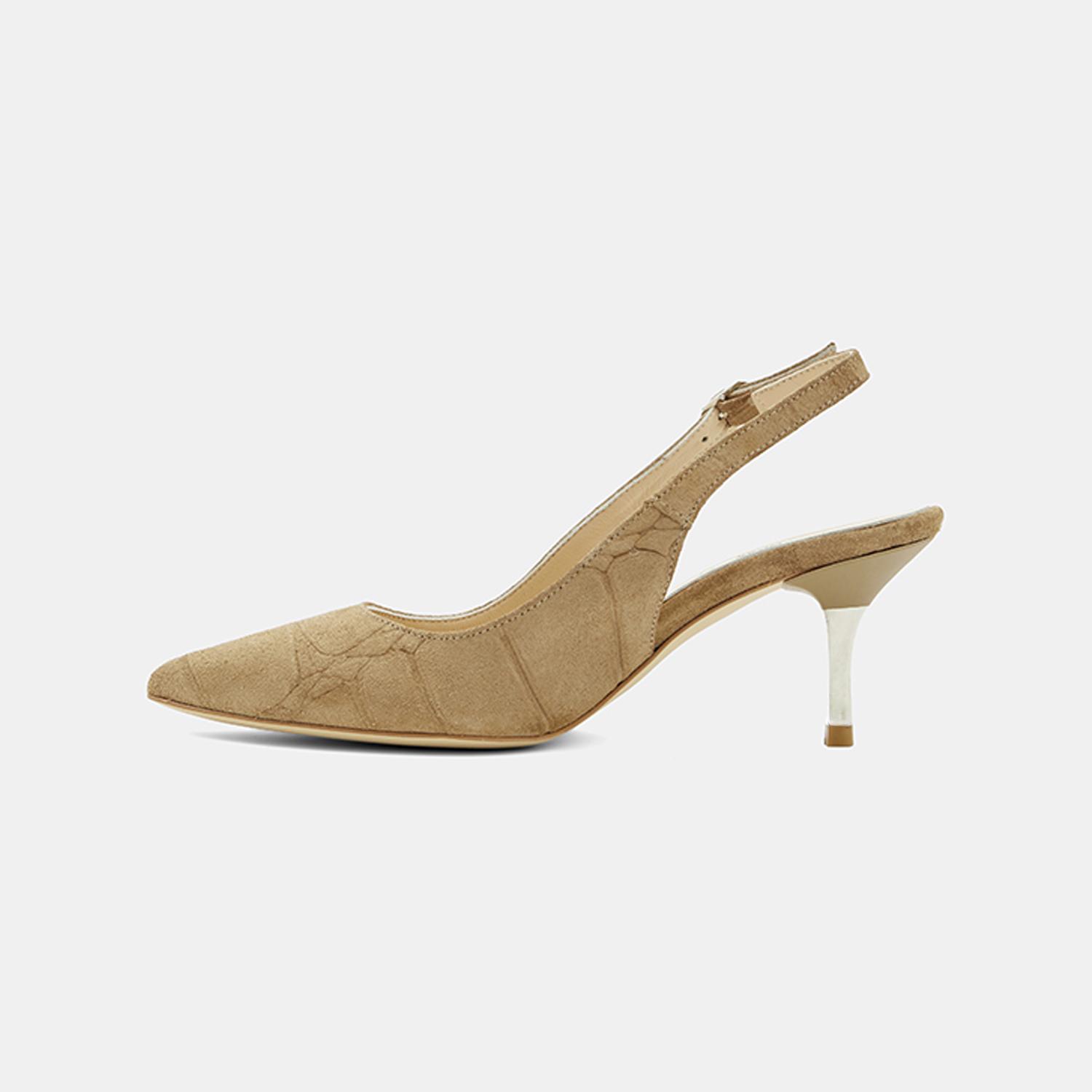 Kadın Vizon Kroko Desenli Sivri Burunlu Süet Stiletto