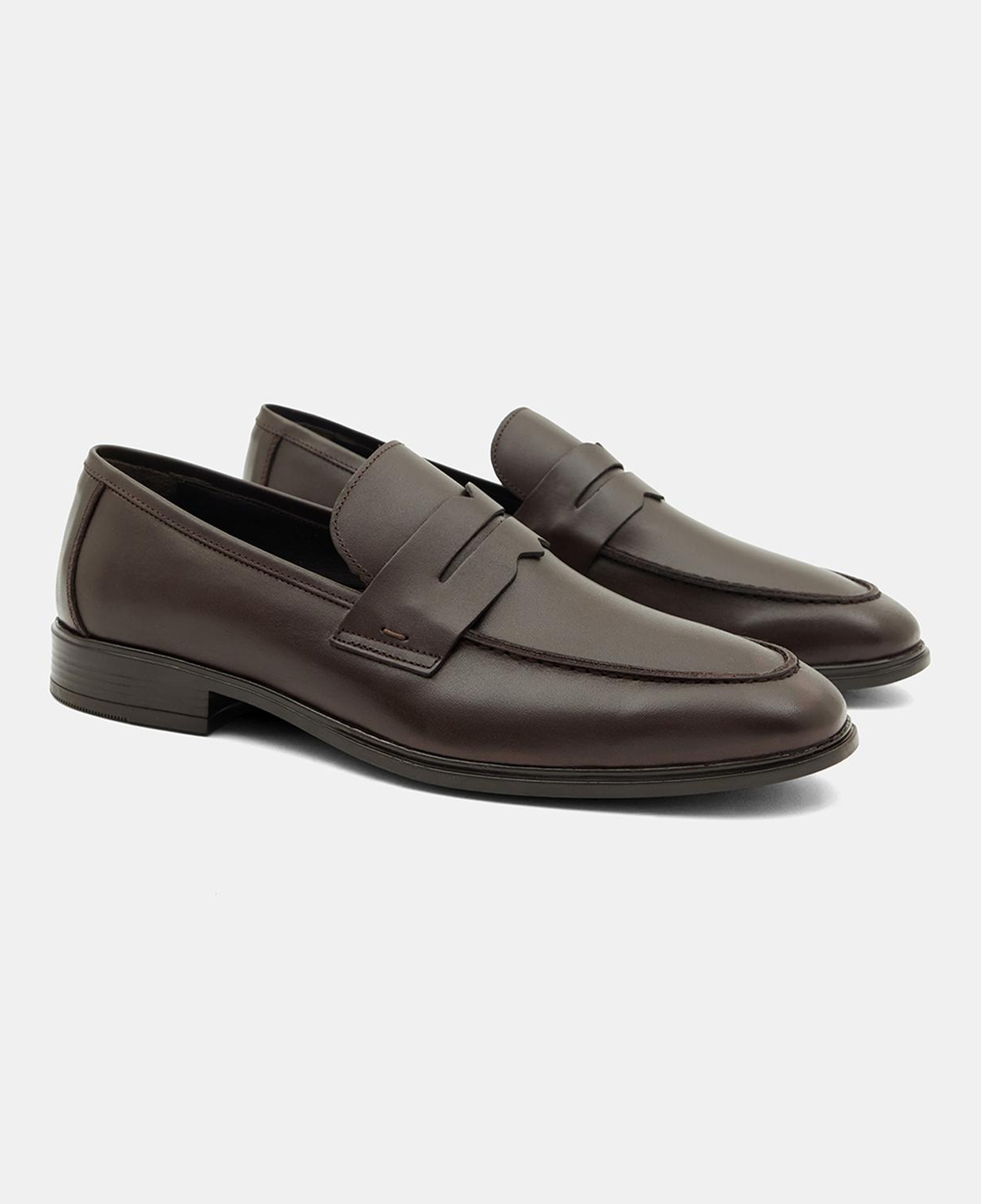Erkek Koyu Kahve Klasik Slip-On Deri Loafer