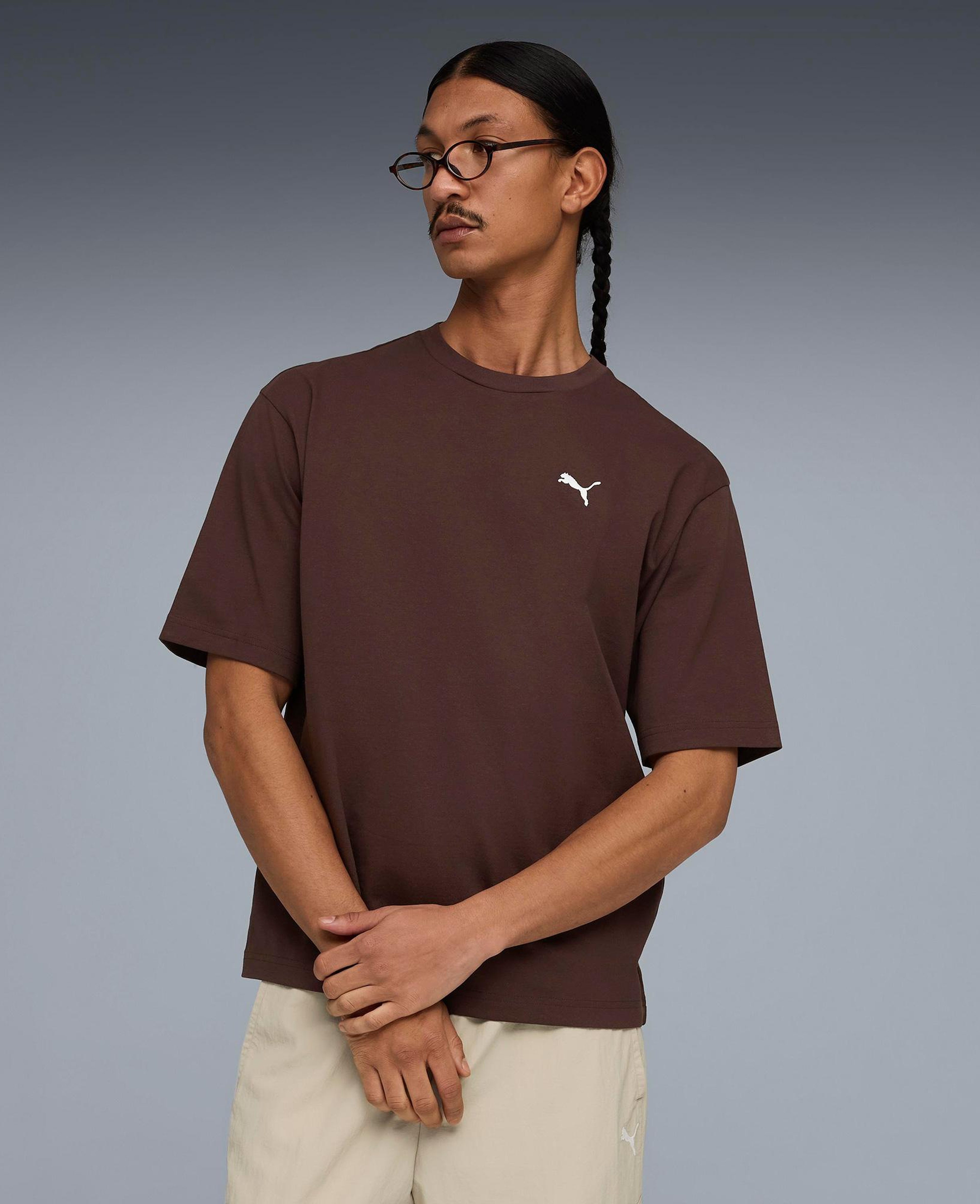 Puma Wardrobe Ess Boxy Erkek Kahverengi T-Shirt