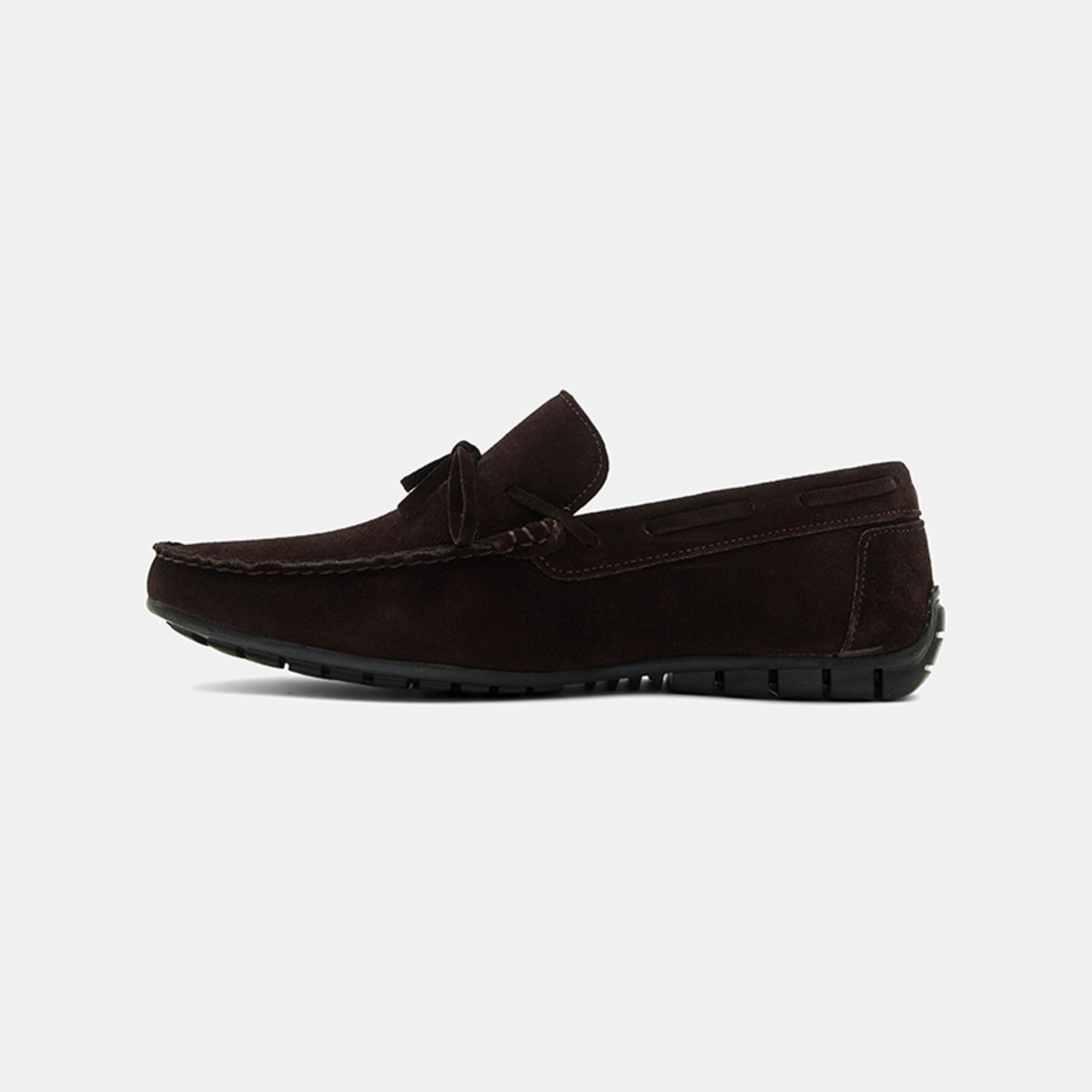 Erkek Kahverengi Bağcık Detaylı Süet Loafer
