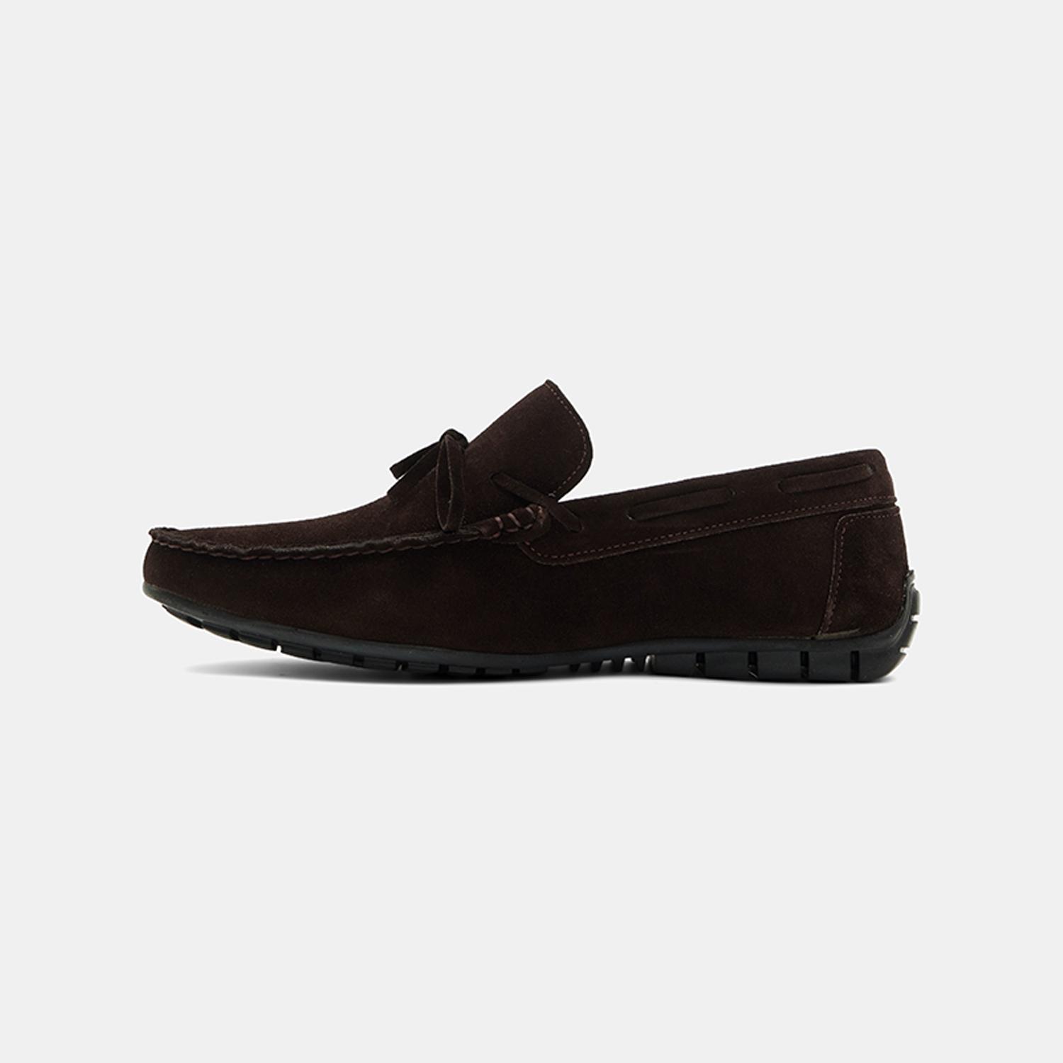 Erkek Kahverengi Bağcık Detaylı Süet Loafer