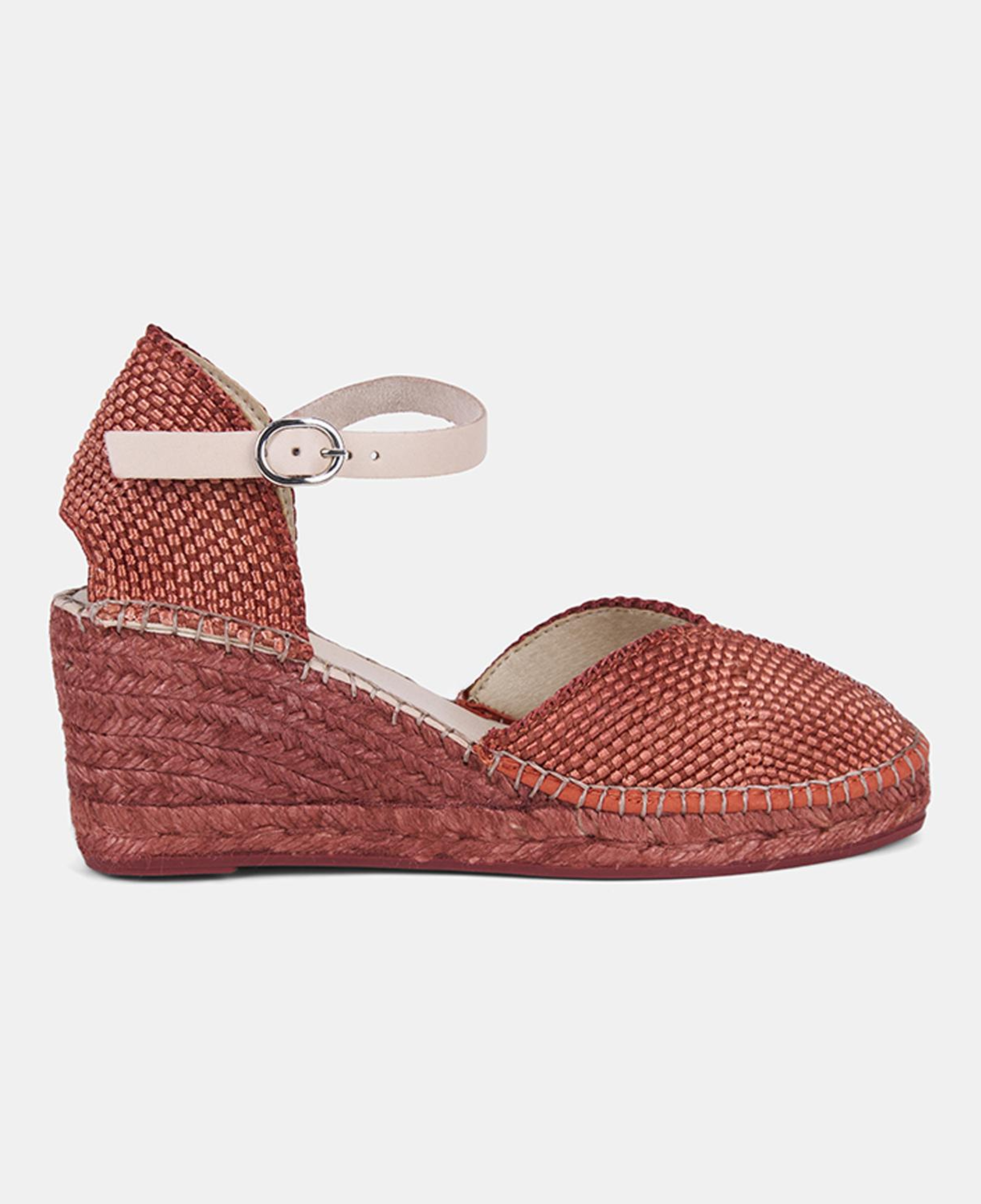Kadın Kiremit Dolgu Topuklu Hasır Espadril