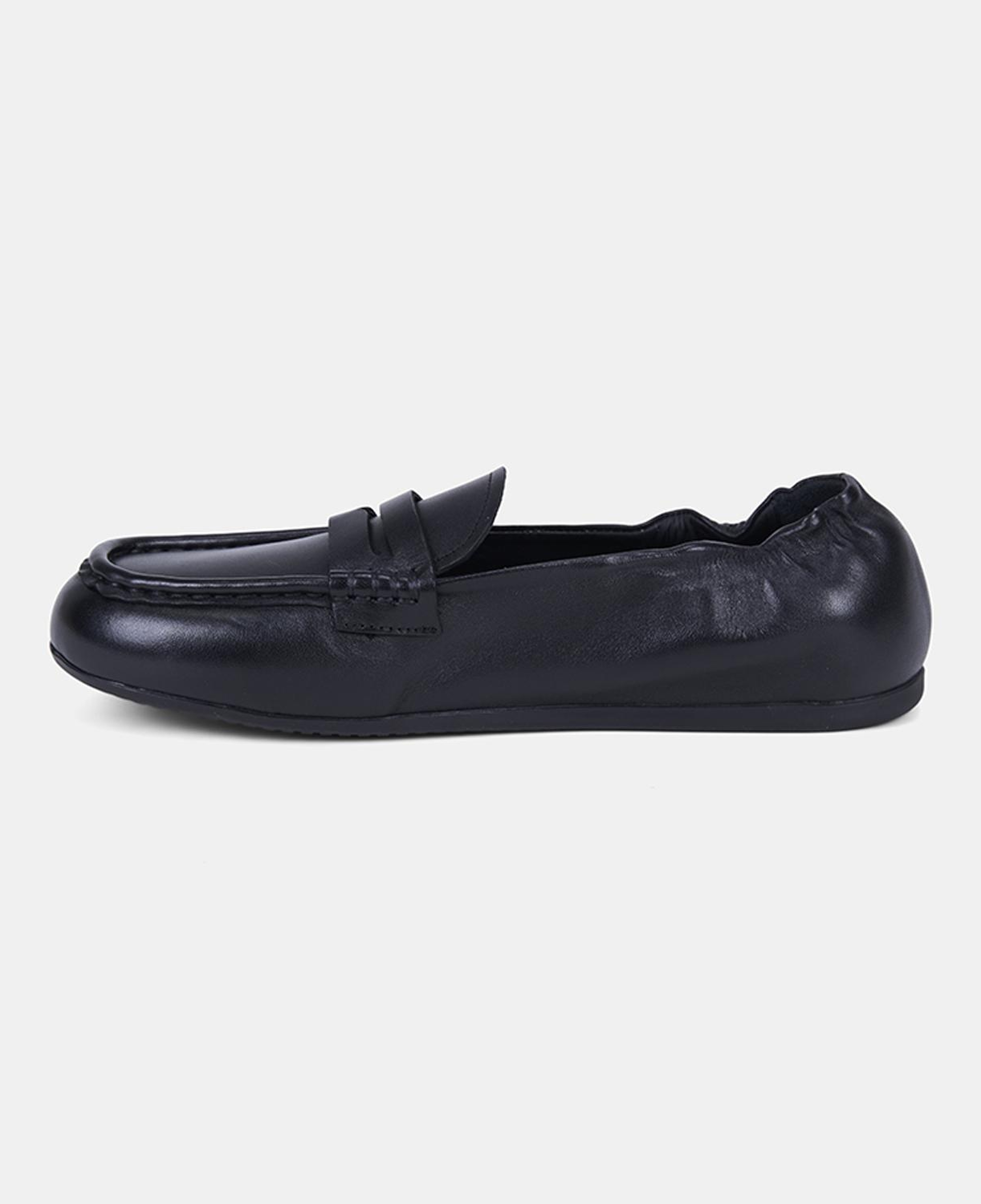Kadın Siyah Slip-On Deri Loafer