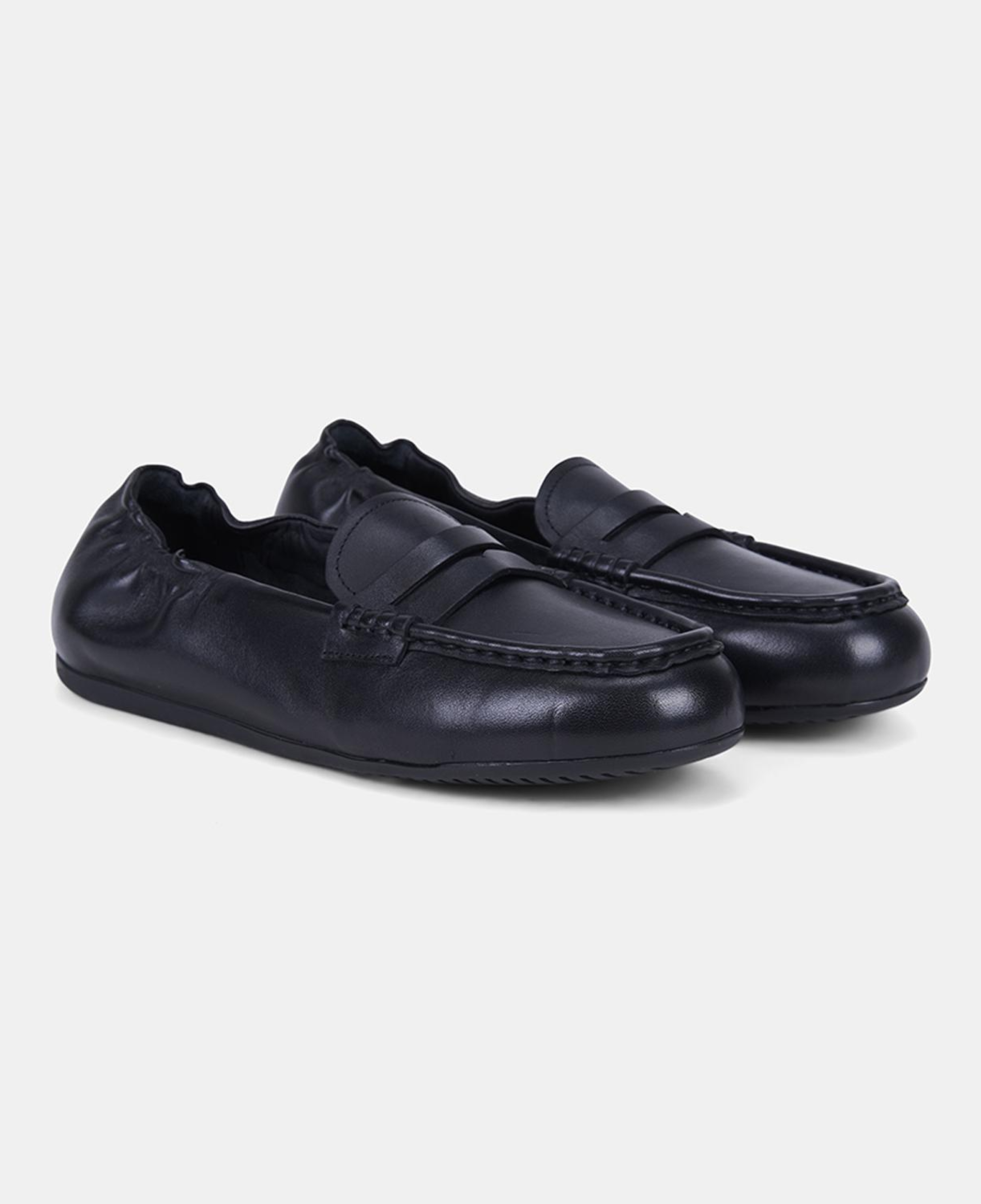 Kadın Siyah Slip-On Deri Loafer