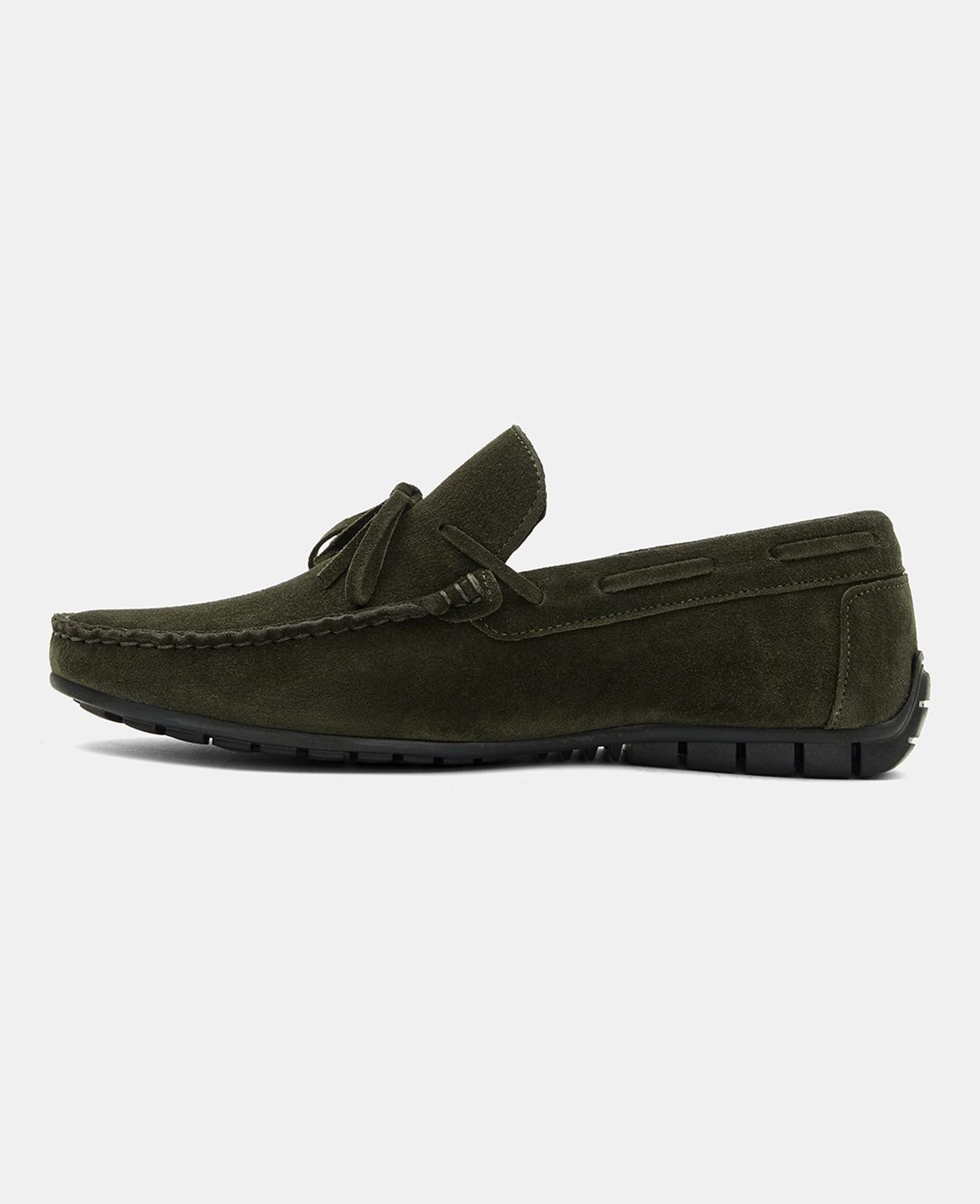 Erkek Haki Bağcık Detaylı Süet Loafer