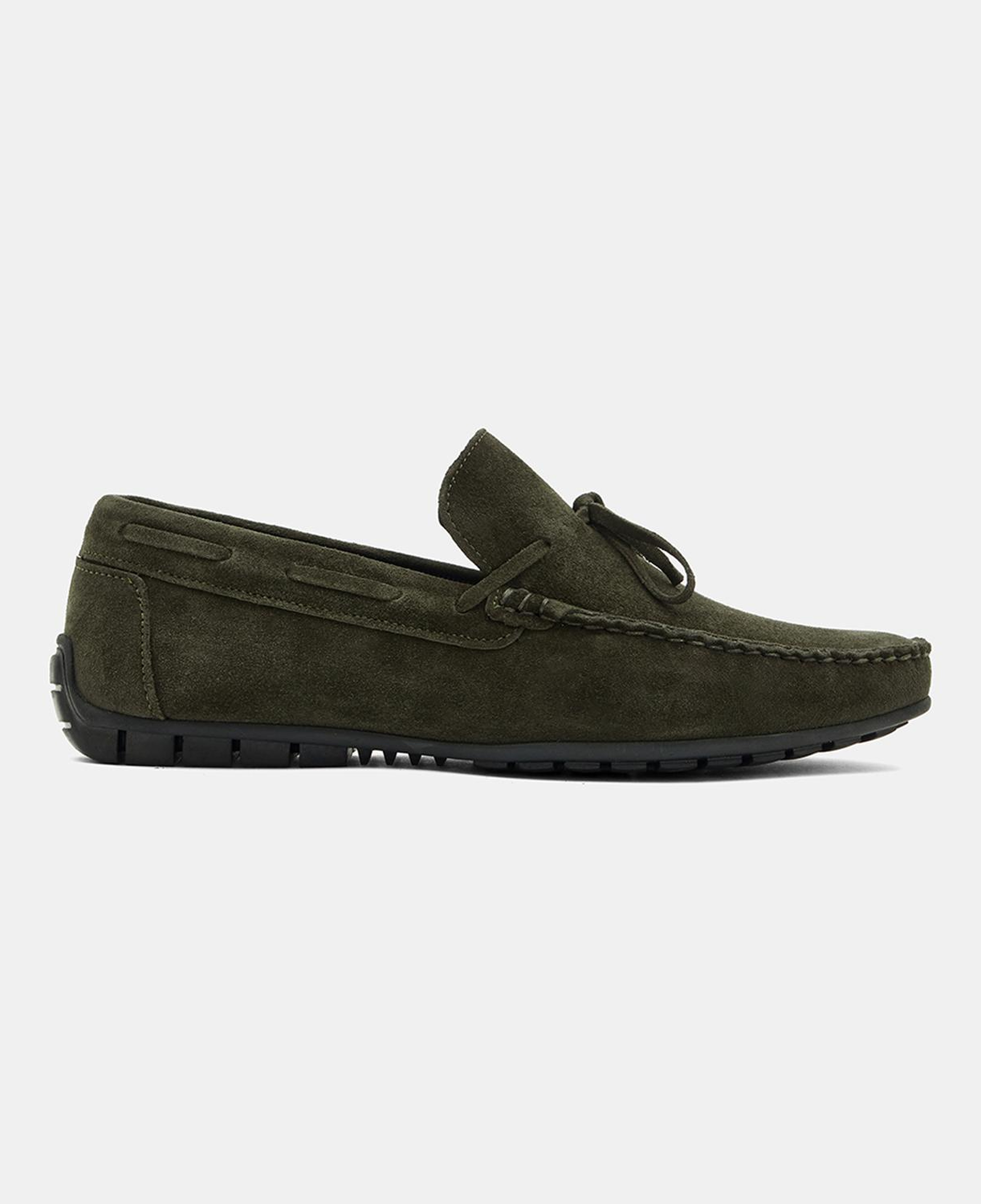 Erkek Haki Bağcık Detaylı Süet Loafer