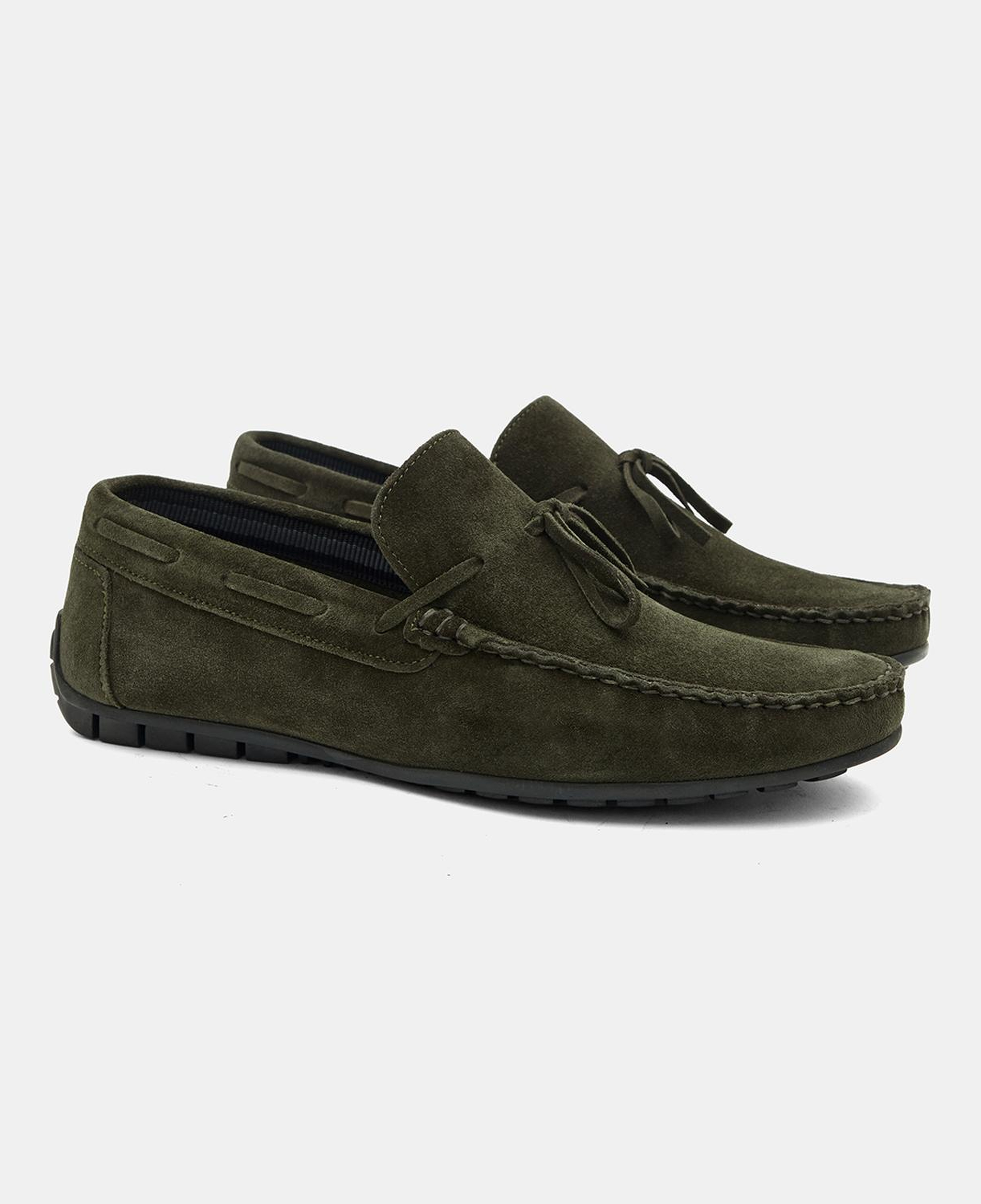 Erkek Haki Bağcık Detaylı Süet Loafer
