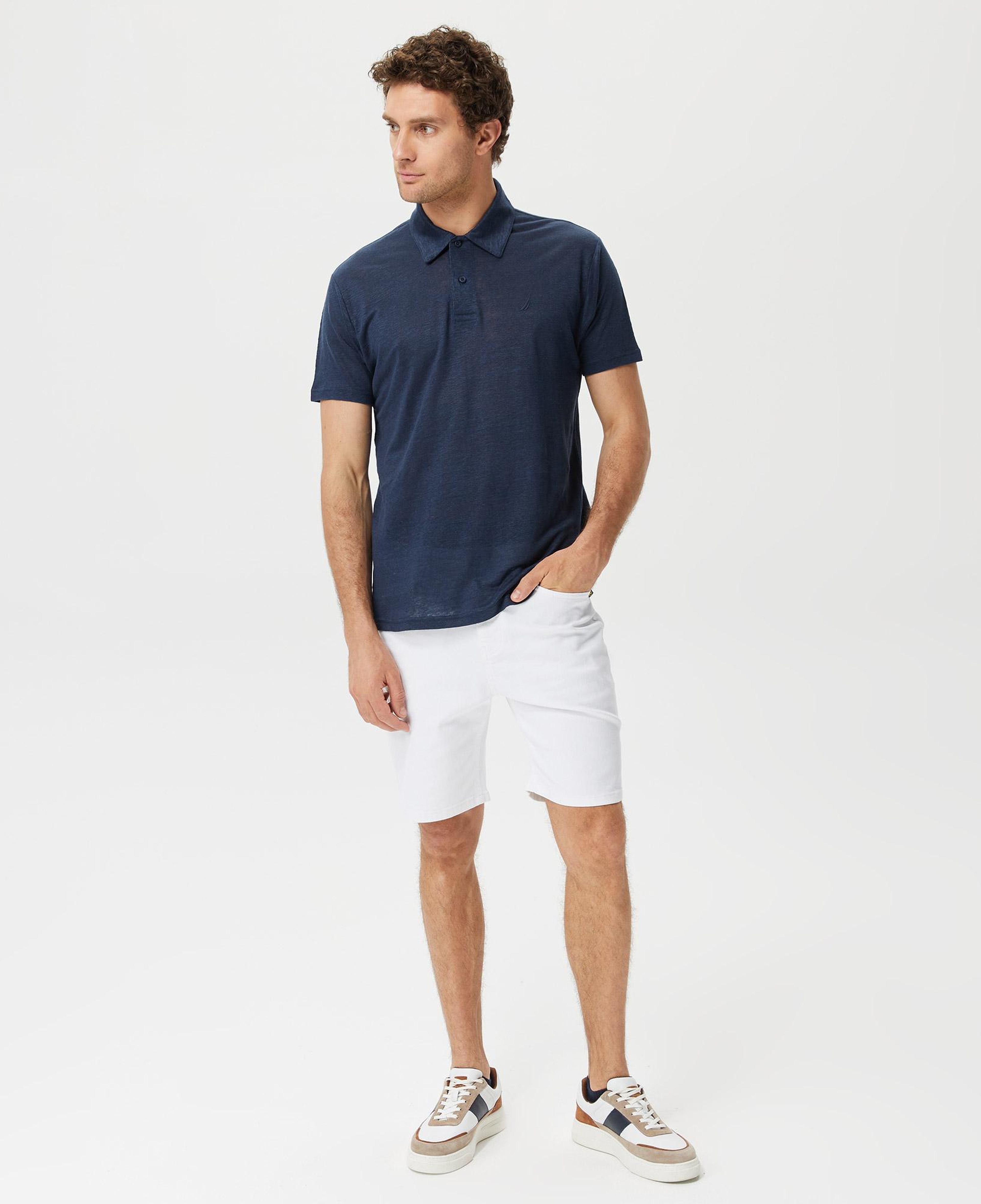 Nautica Erkek Lacivert Classic Fit Kısa Kollu Keten Polo Yaka T-Shirt