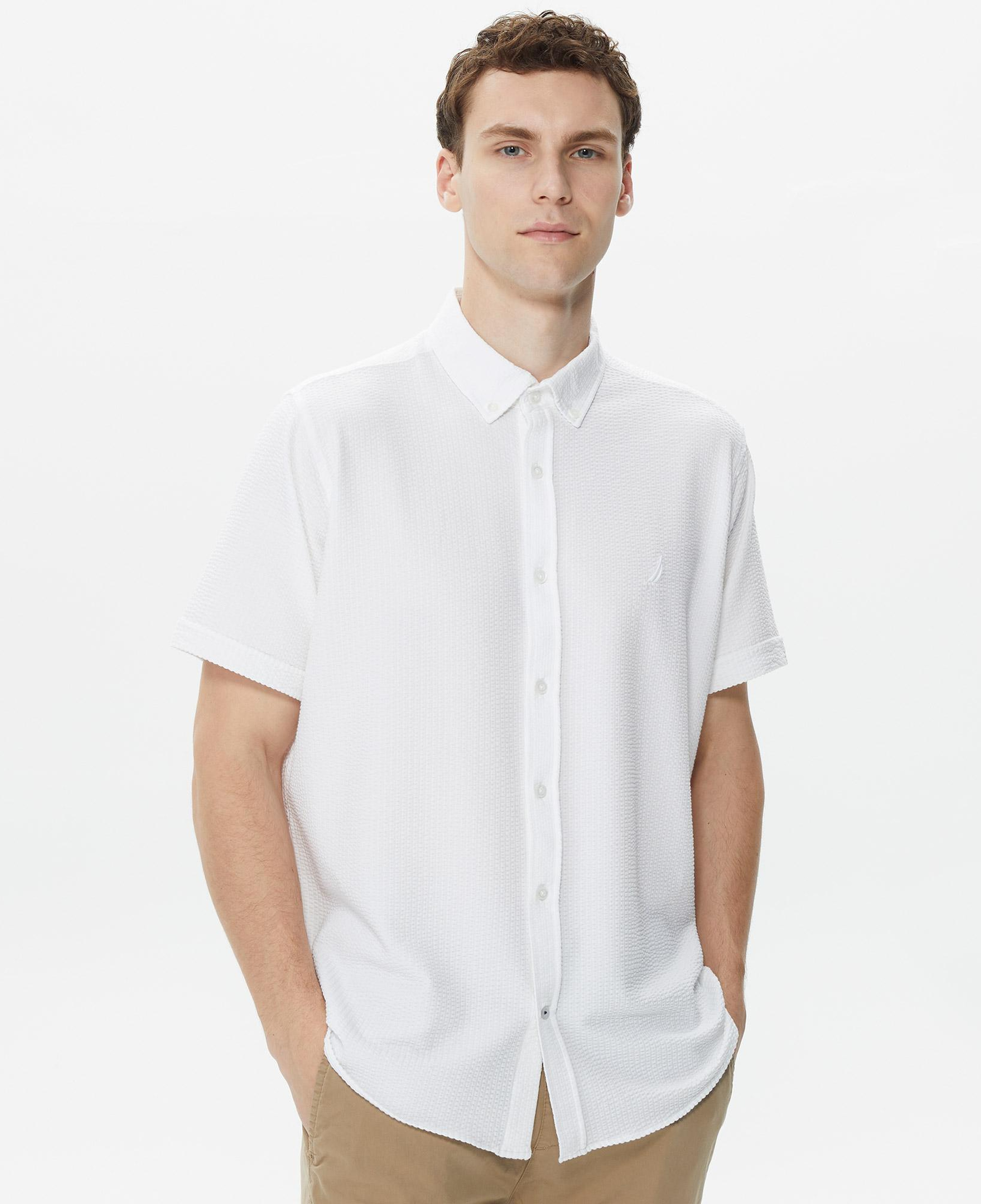 Nautica Erkek Beyaz Classic Fit Kısa Kollu Gömlek