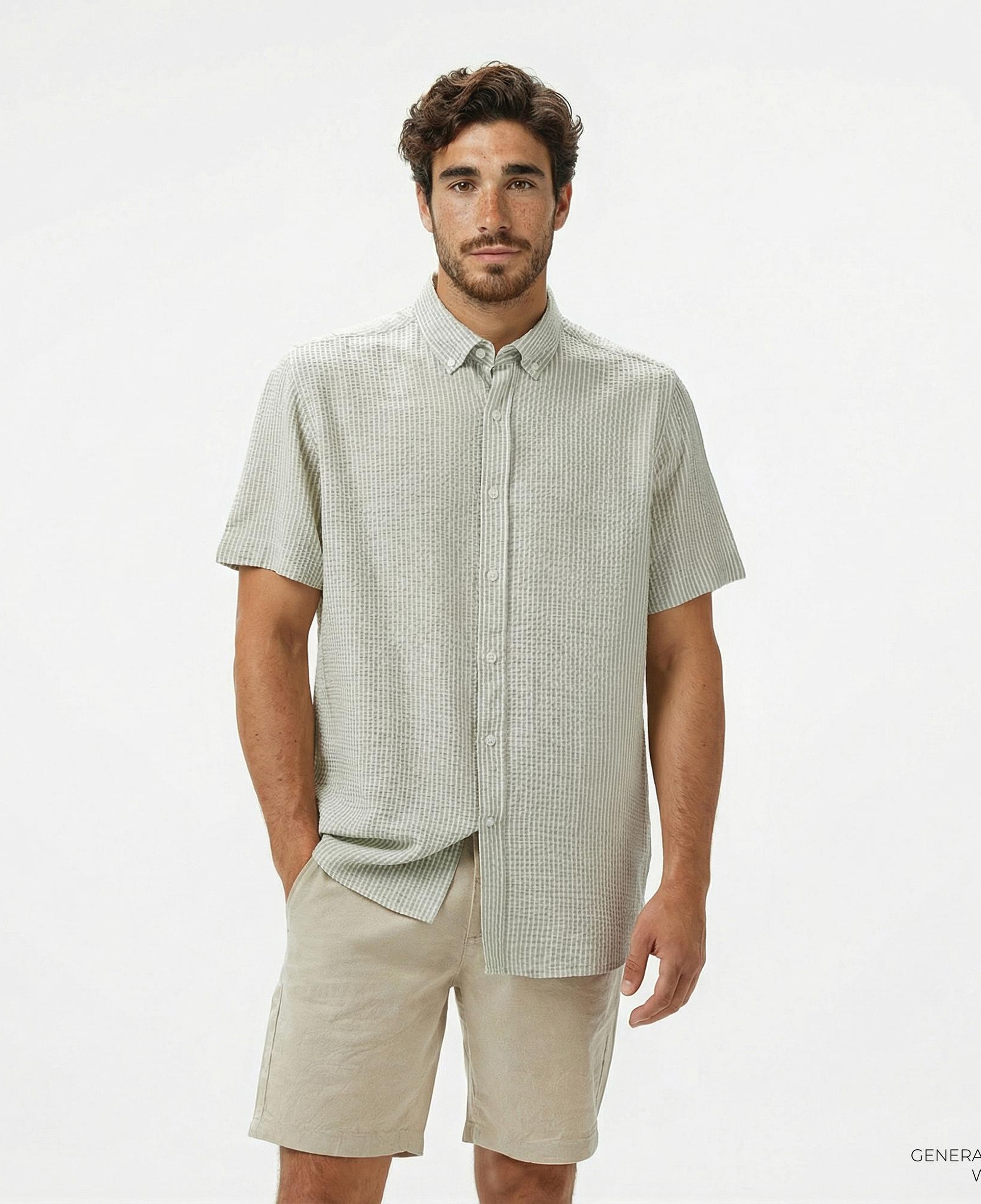 Nautica Erkek Yeşil Classic Fit Çizgili Gömlek