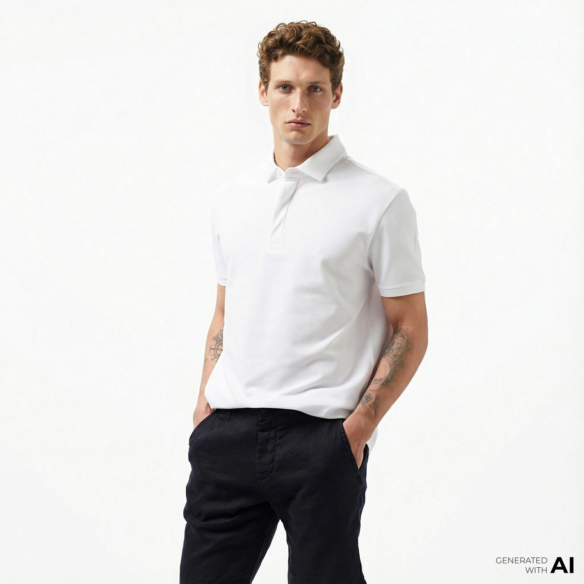 Nautica Erkek Beyaz Slim Fit Kısa Kollu Polo Yaka T-Shirt