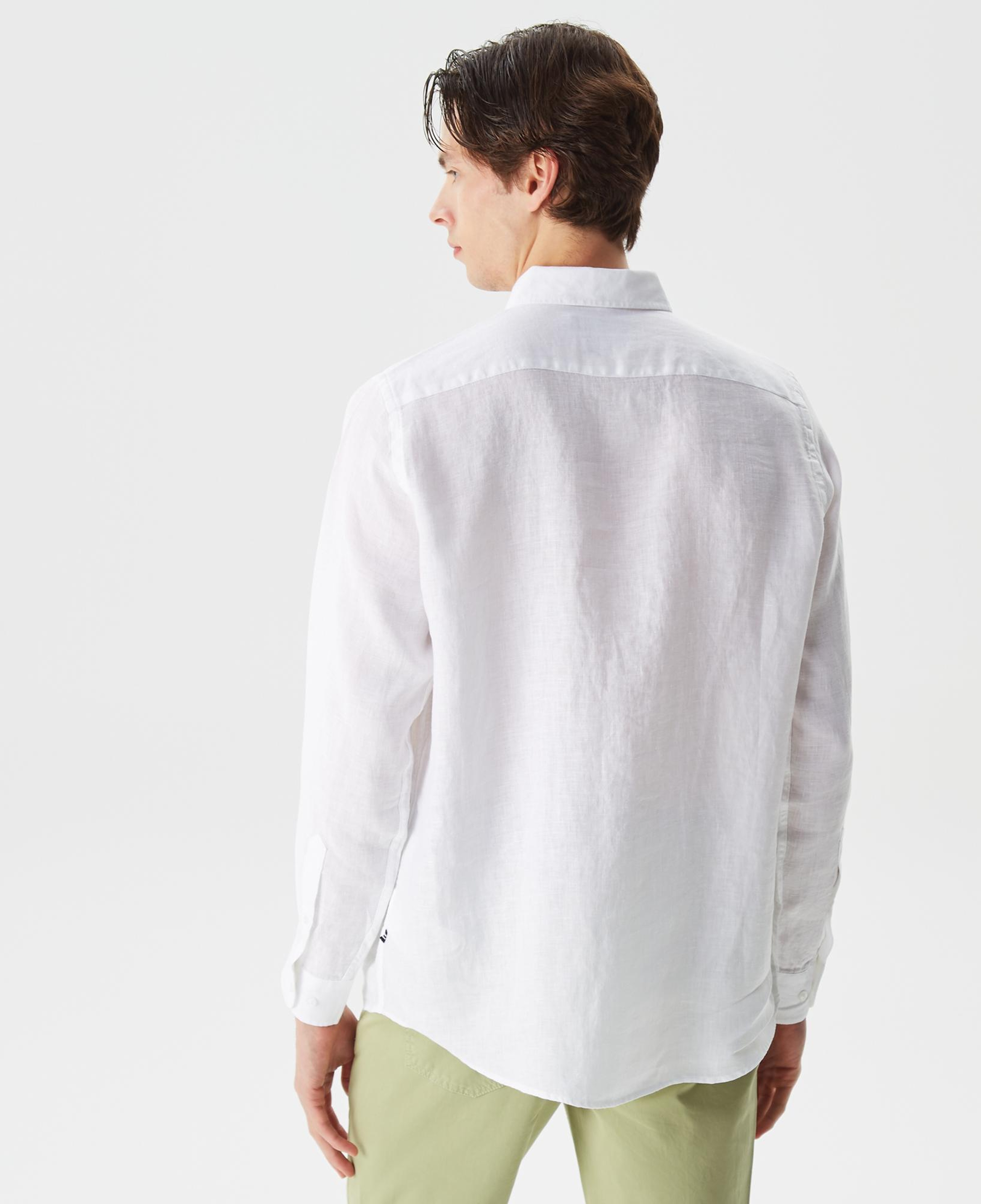 Nautica Erkek Beyaz Classic Fit Uzun Kollu Keten Gömlek