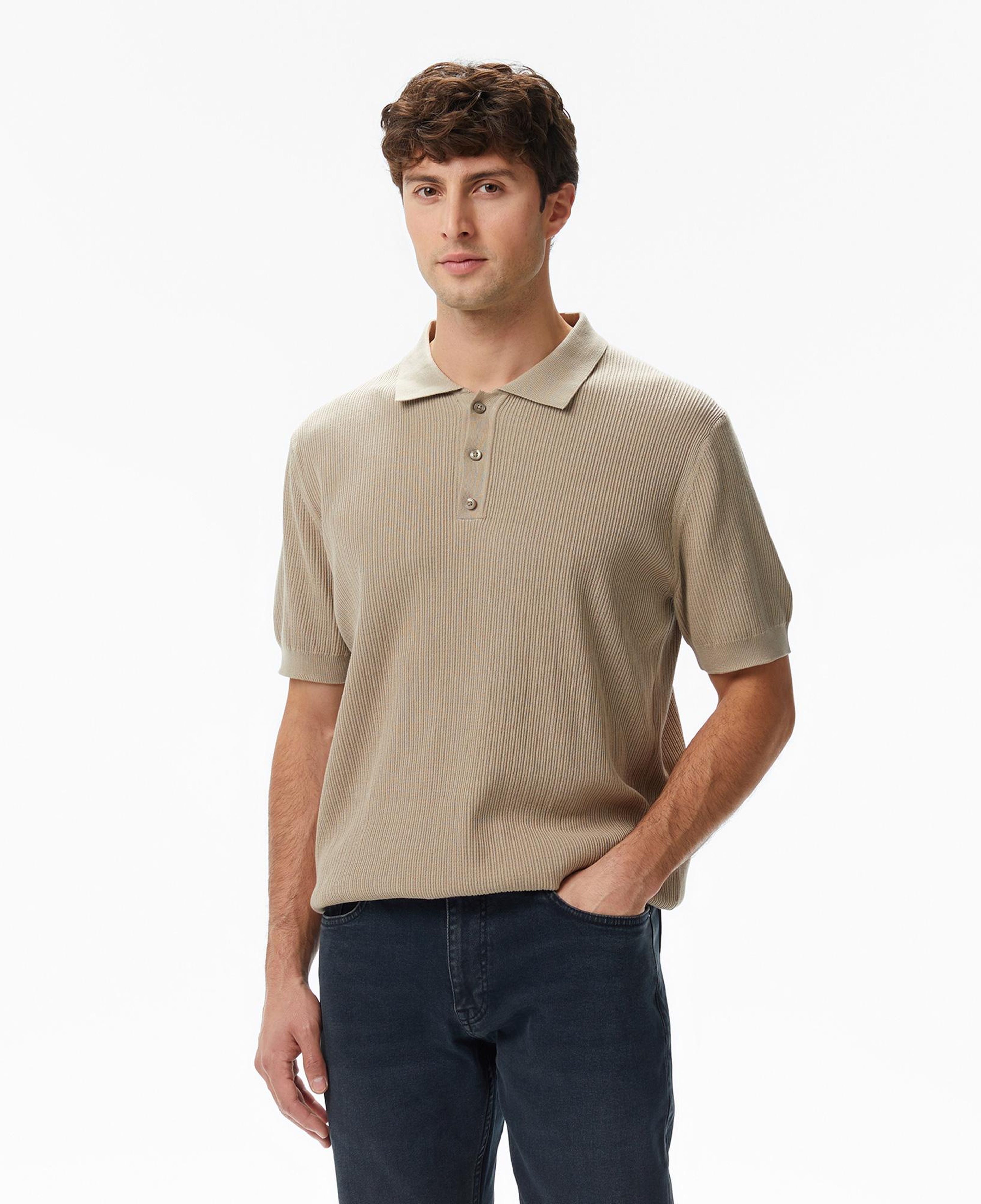 Nautica Erkek Bej Regular Fit Kısa Kollu Triko