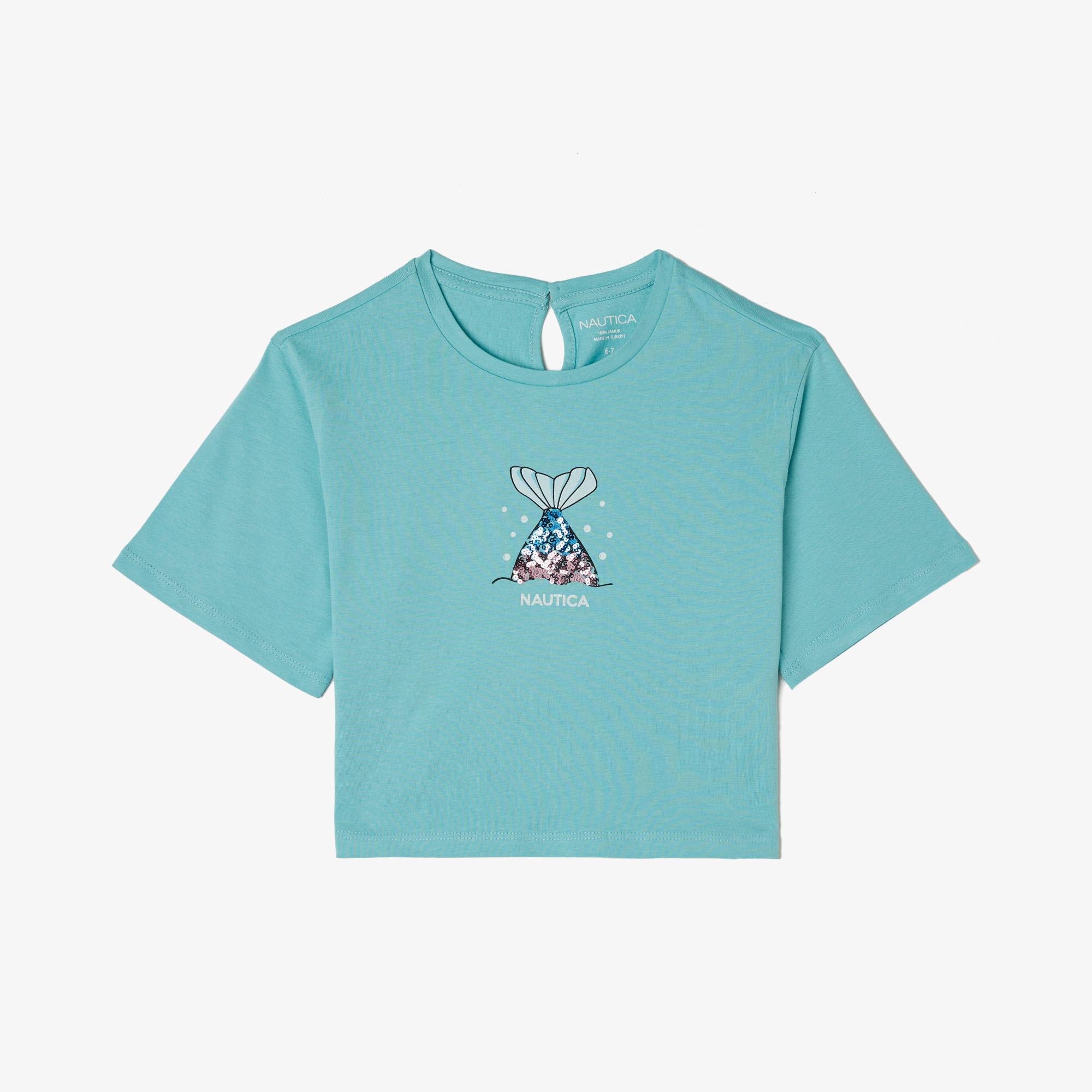 Nautica Kız Çocuk Mavi Relaxed Fit T-Shirt