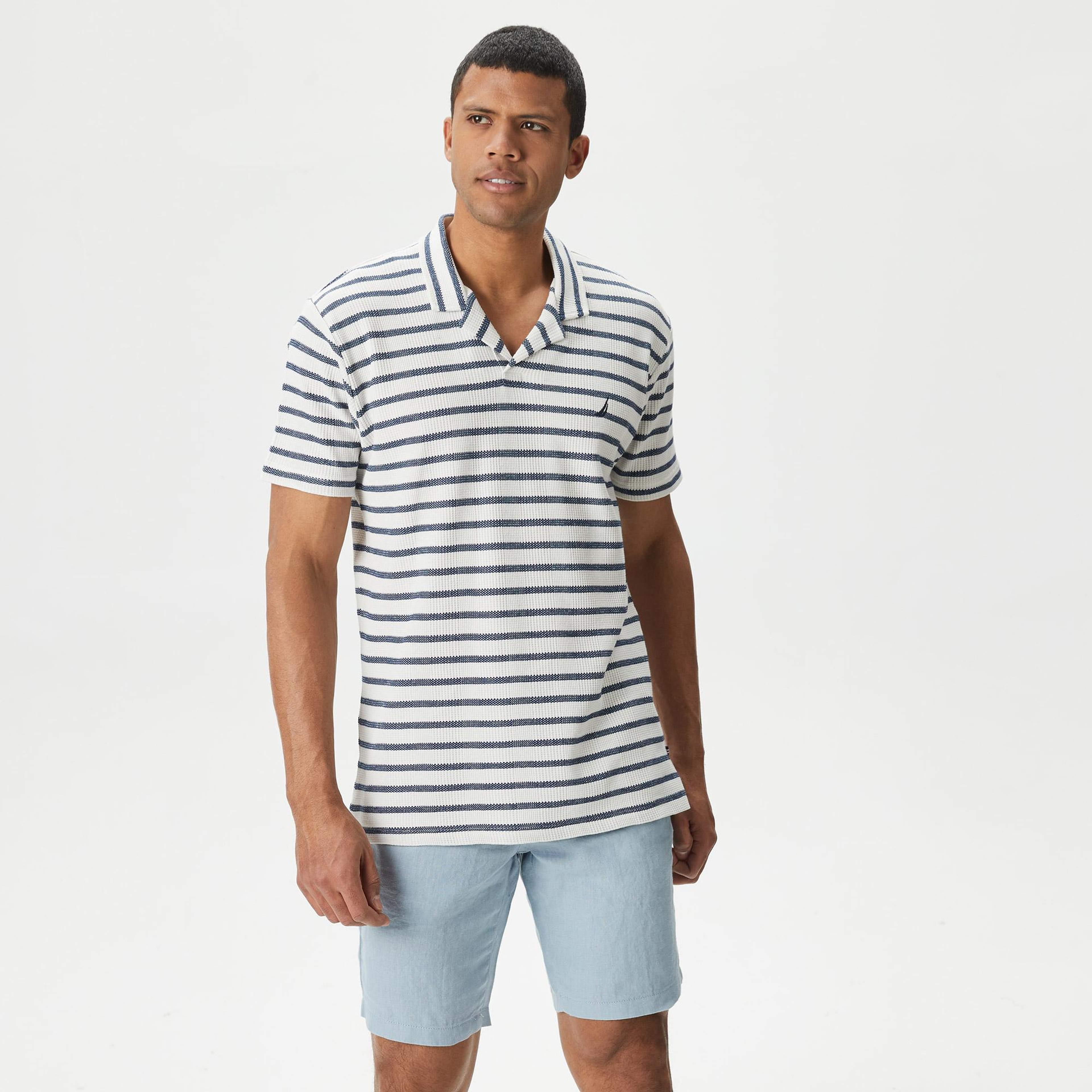 Nautica Erkek Lacivert Classic Fit Kısa Kollu Çizgili Polo Yaka T-Shirt