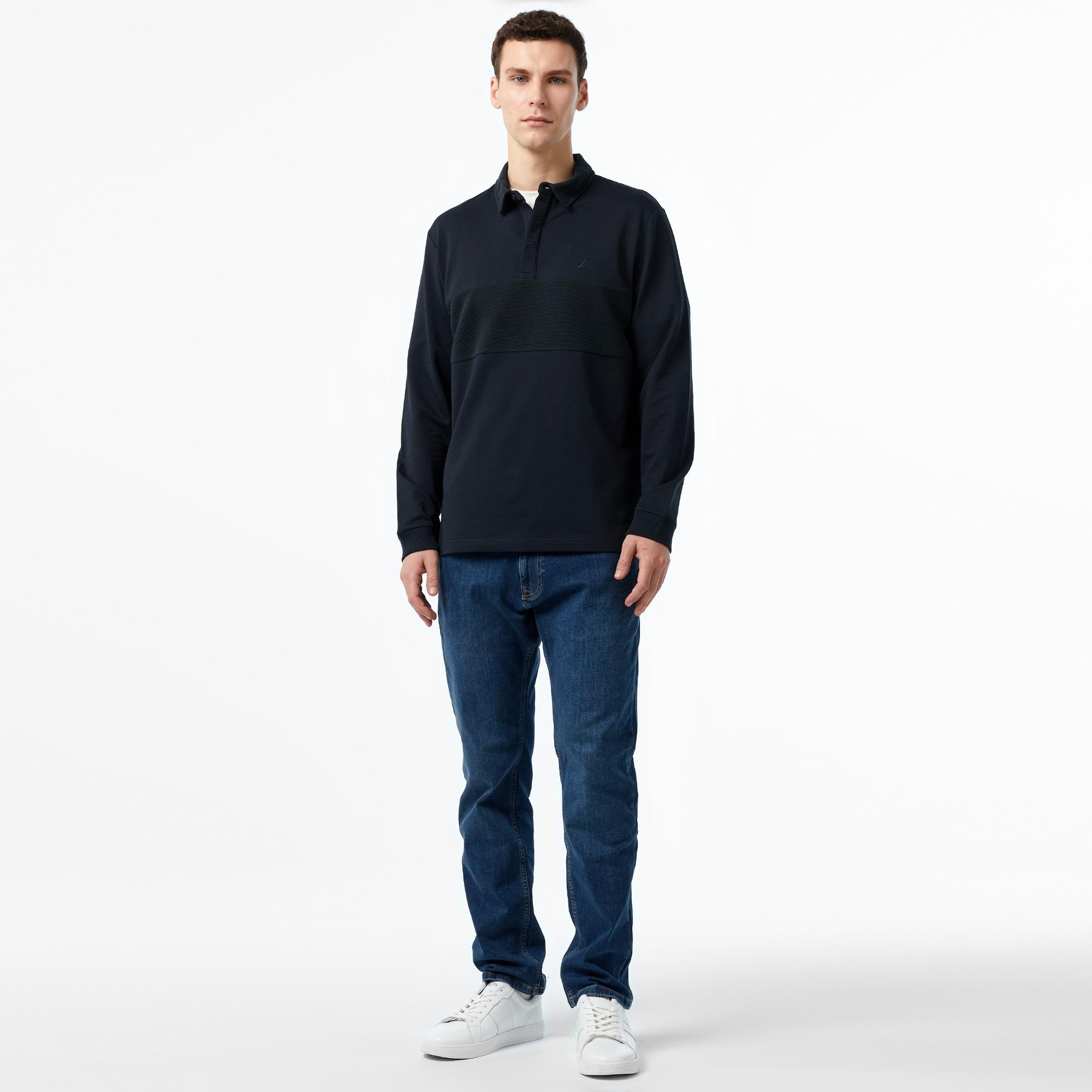 Nautica Erkek Siyah Uzun Kollu Polo Yaka T-Shirt
