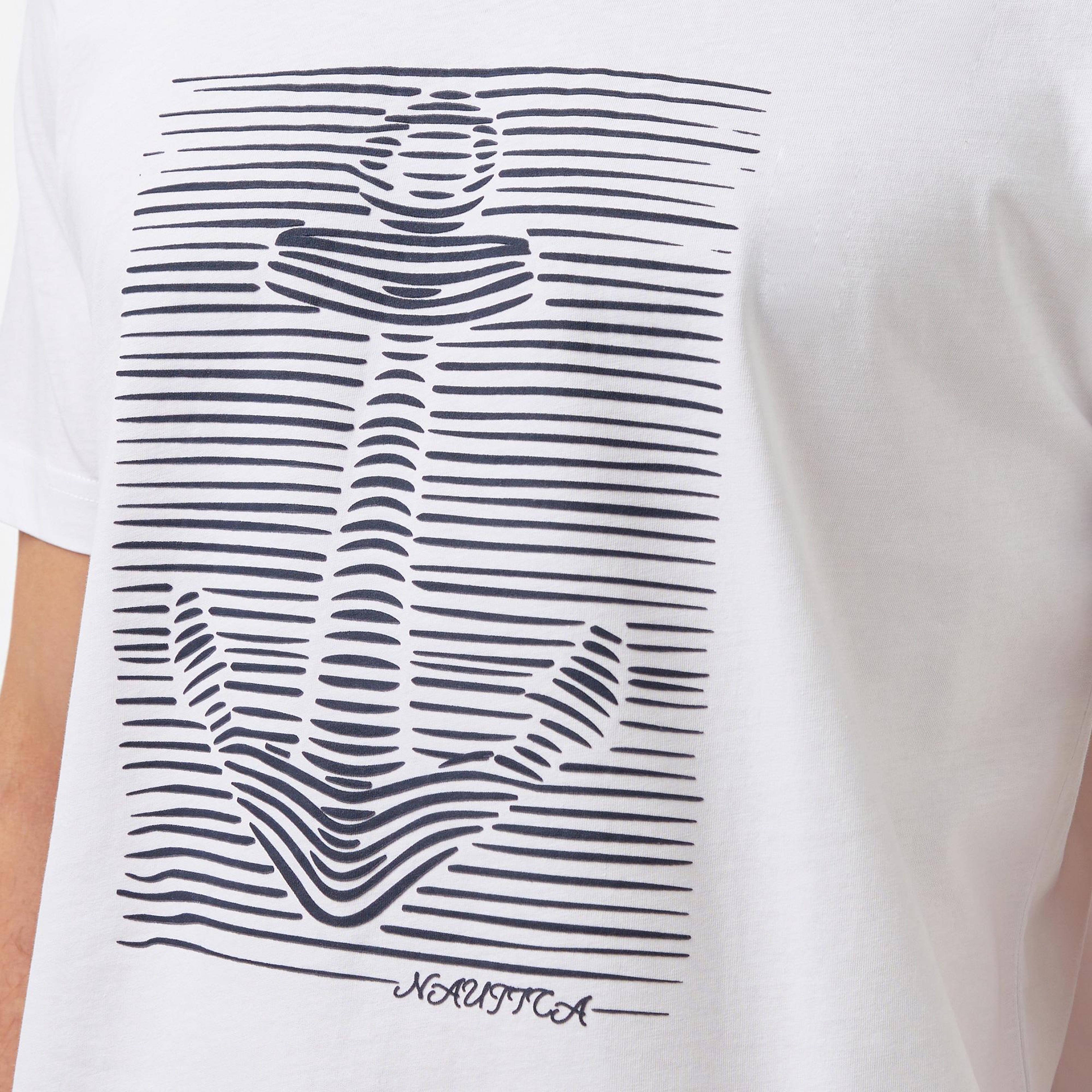 Nautica Erkek Beyaz Regular Fit Baskılı T-Shirt