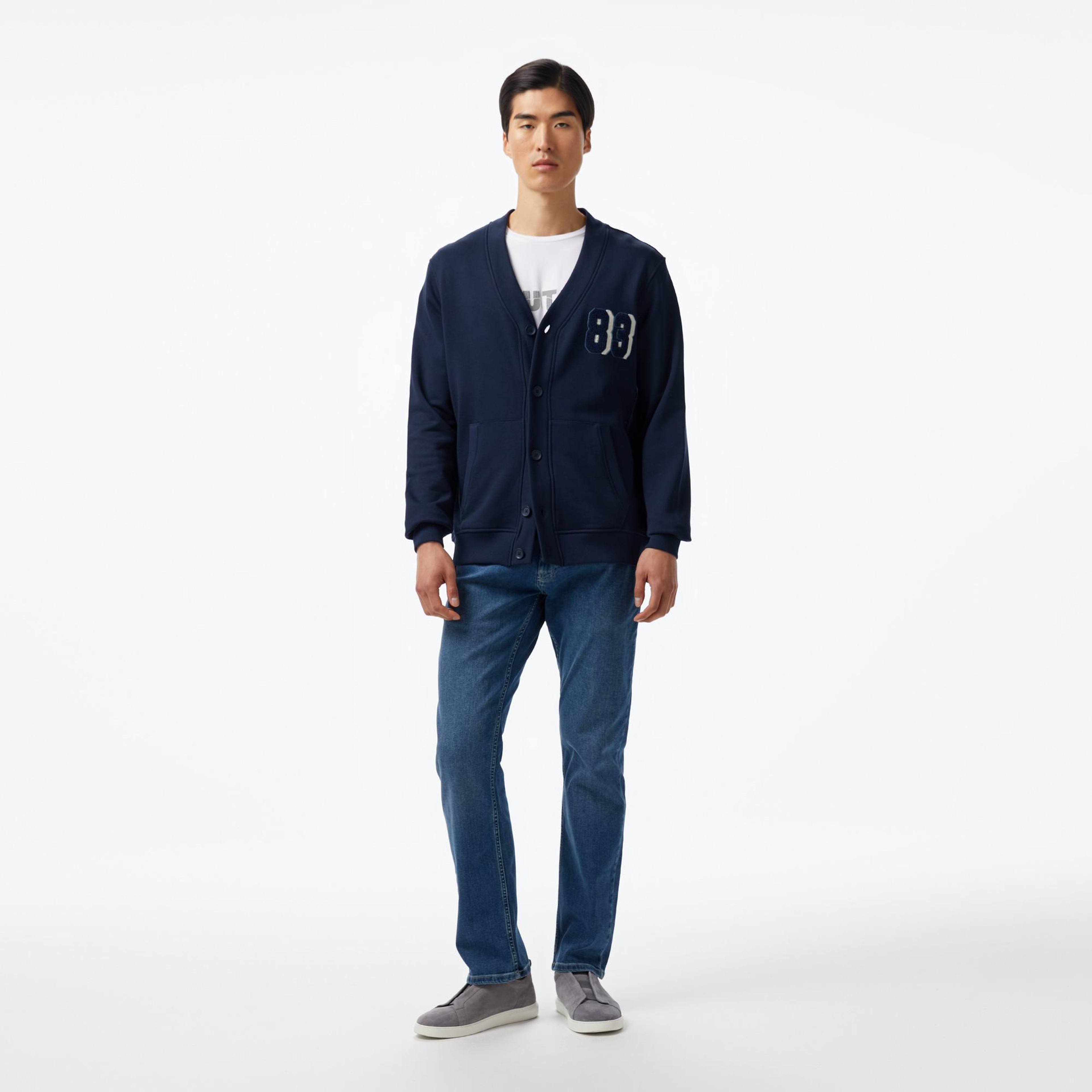 Nautica Erkek Lacivert Regular Fit V Yaka Düğmeli Hırka