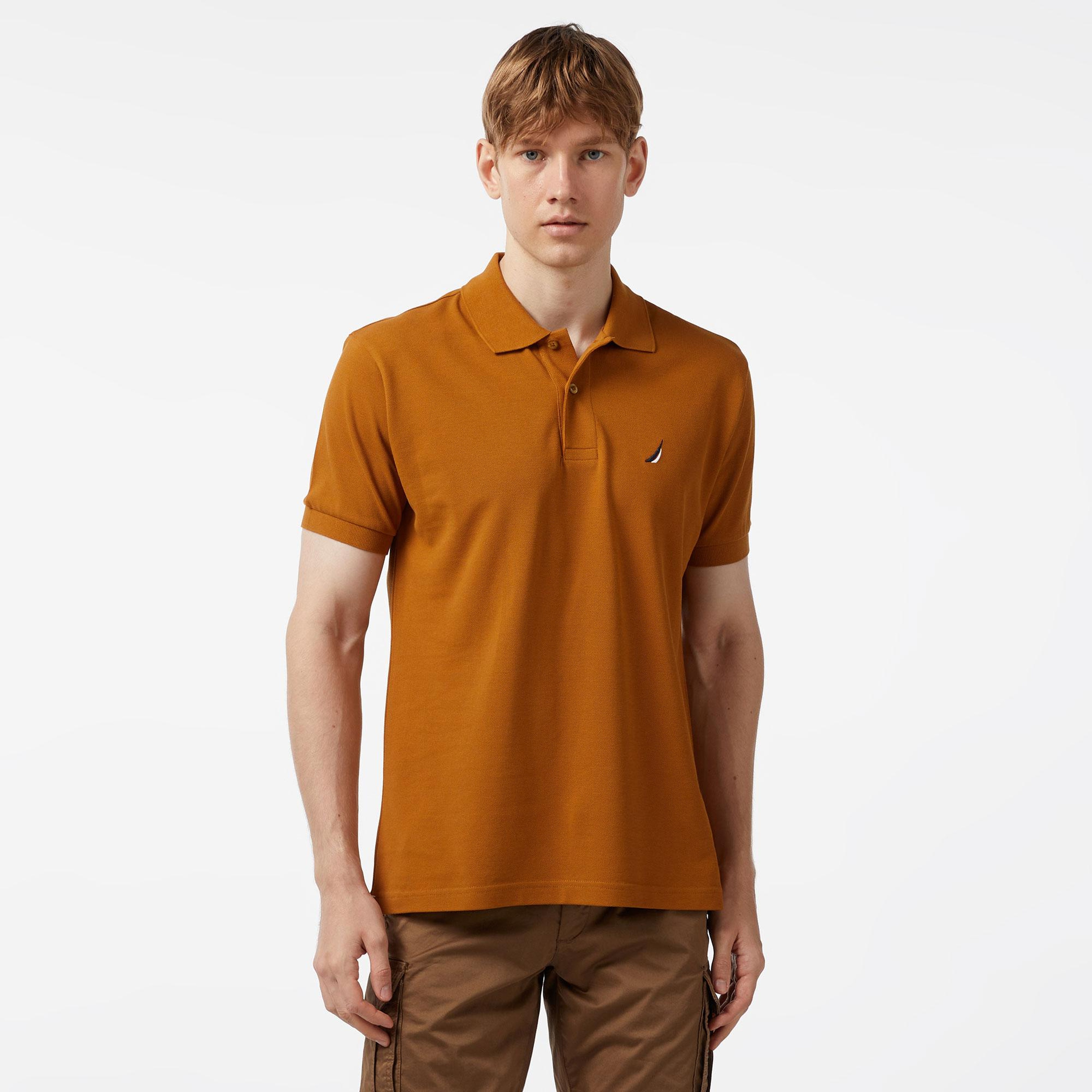 Nautica Erkek Kahverengi Classic Fit Kısa Kollu Polo Yaka T-Shirt