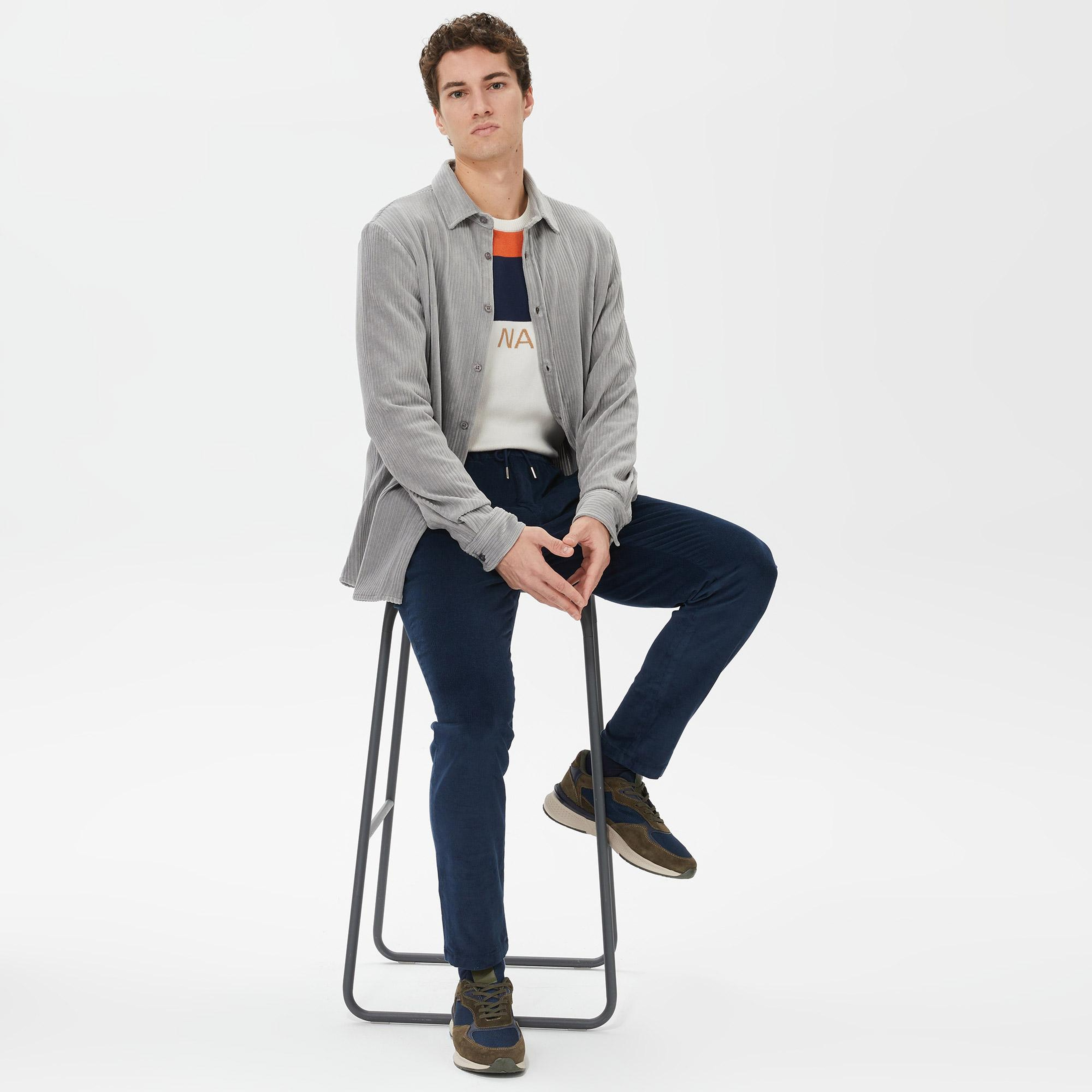 Nautica Erkek Gri Slim Fit Gömlek
