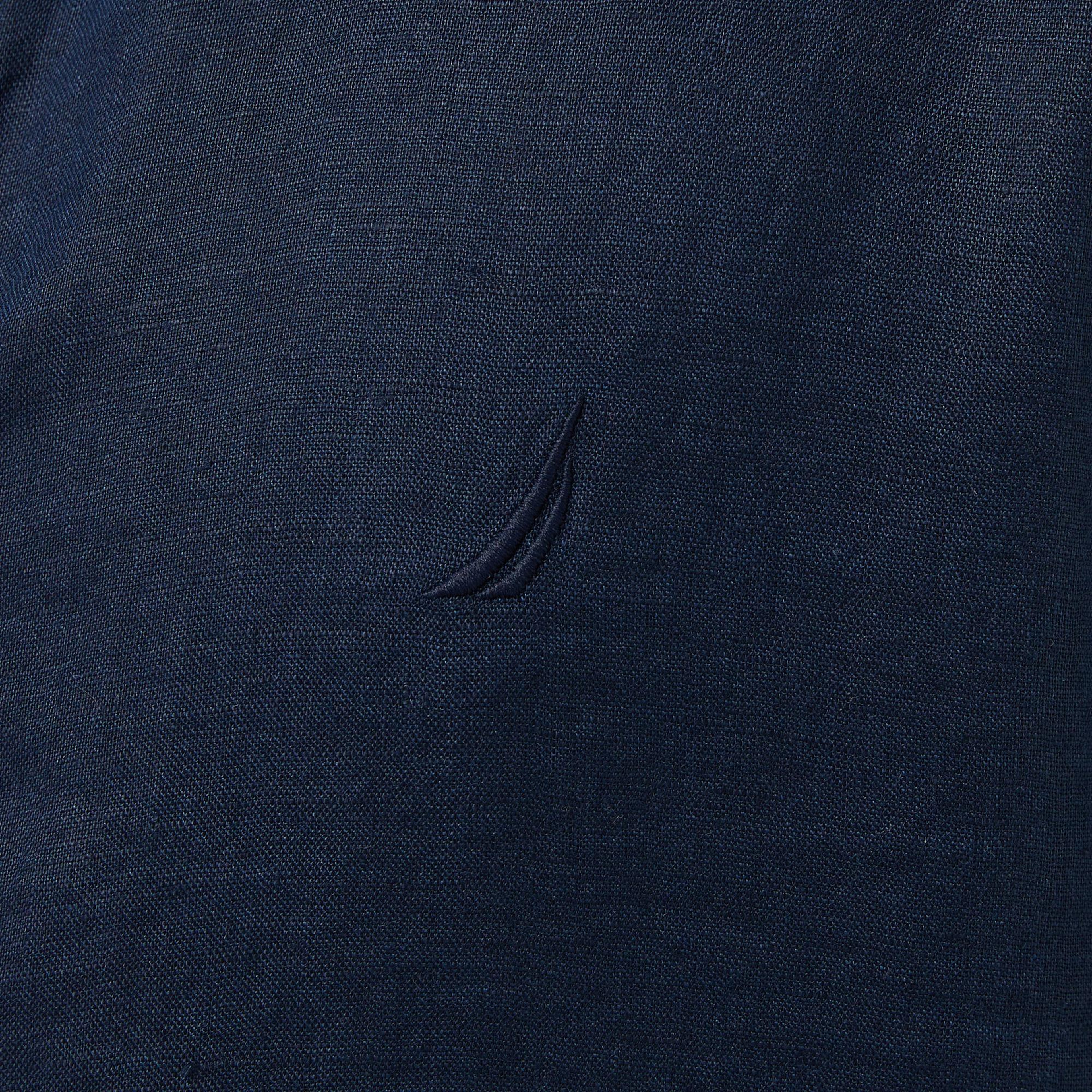 Nautica Erkek Lacivert Classic Fit Keten Gömlek