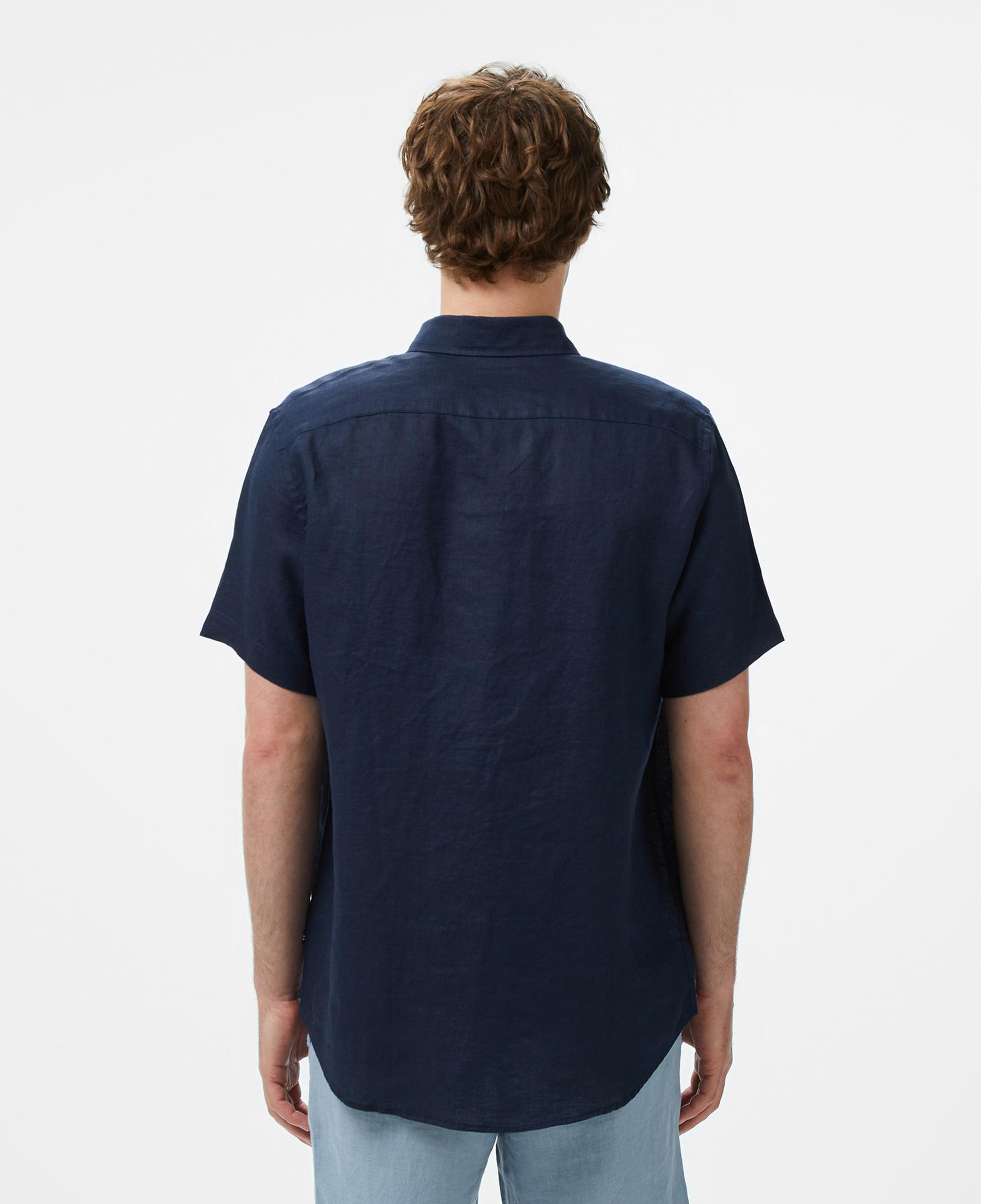 Nautica Erkek Lacivert Classic Fit Keten Gömlek