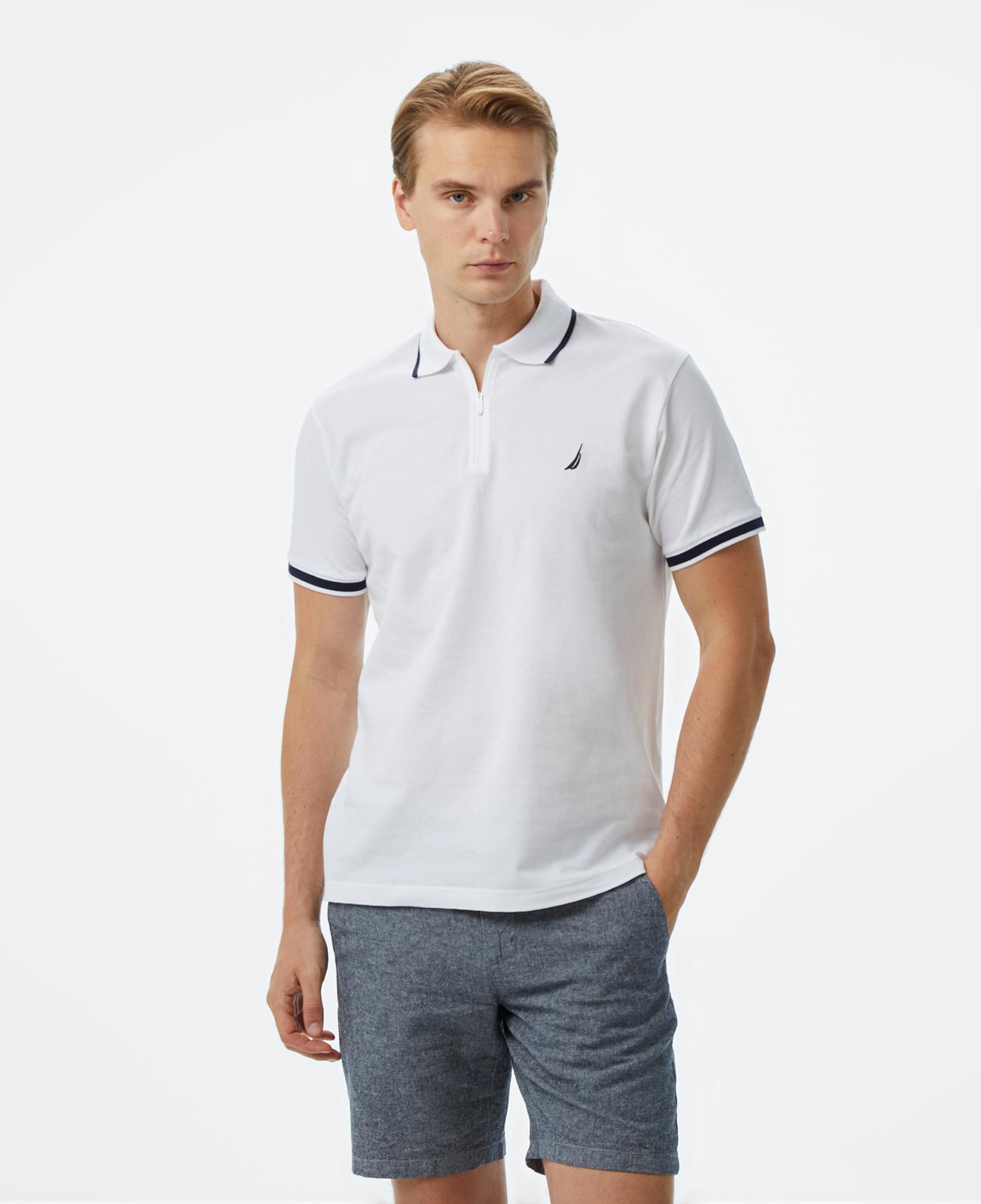 Nautica Erkek Beyaz Classic Fit Polo Yaka T-Shirt