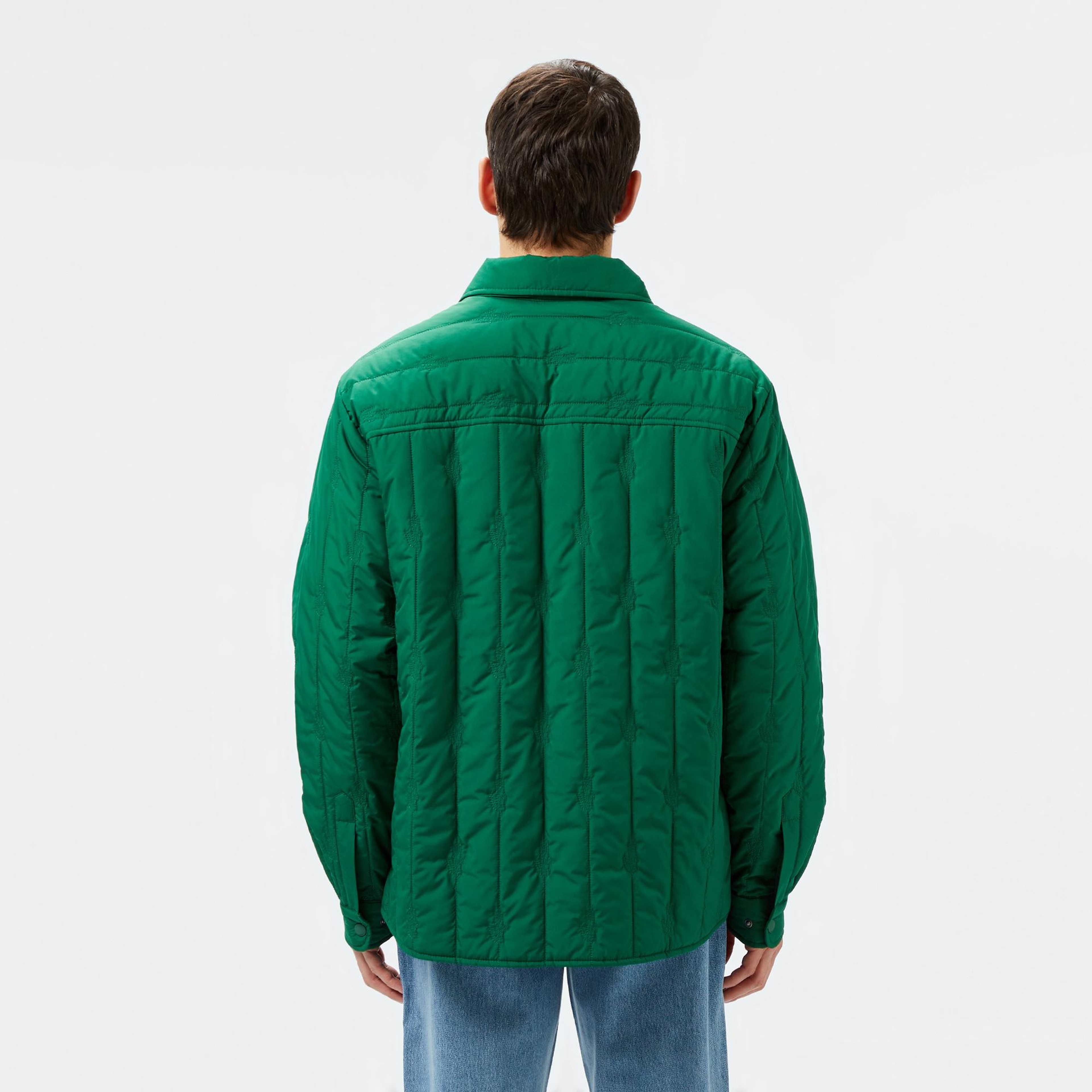 Lacoste Erkek Relaxed Fit Gömlek Yaka Desenli Yeşil Ceket