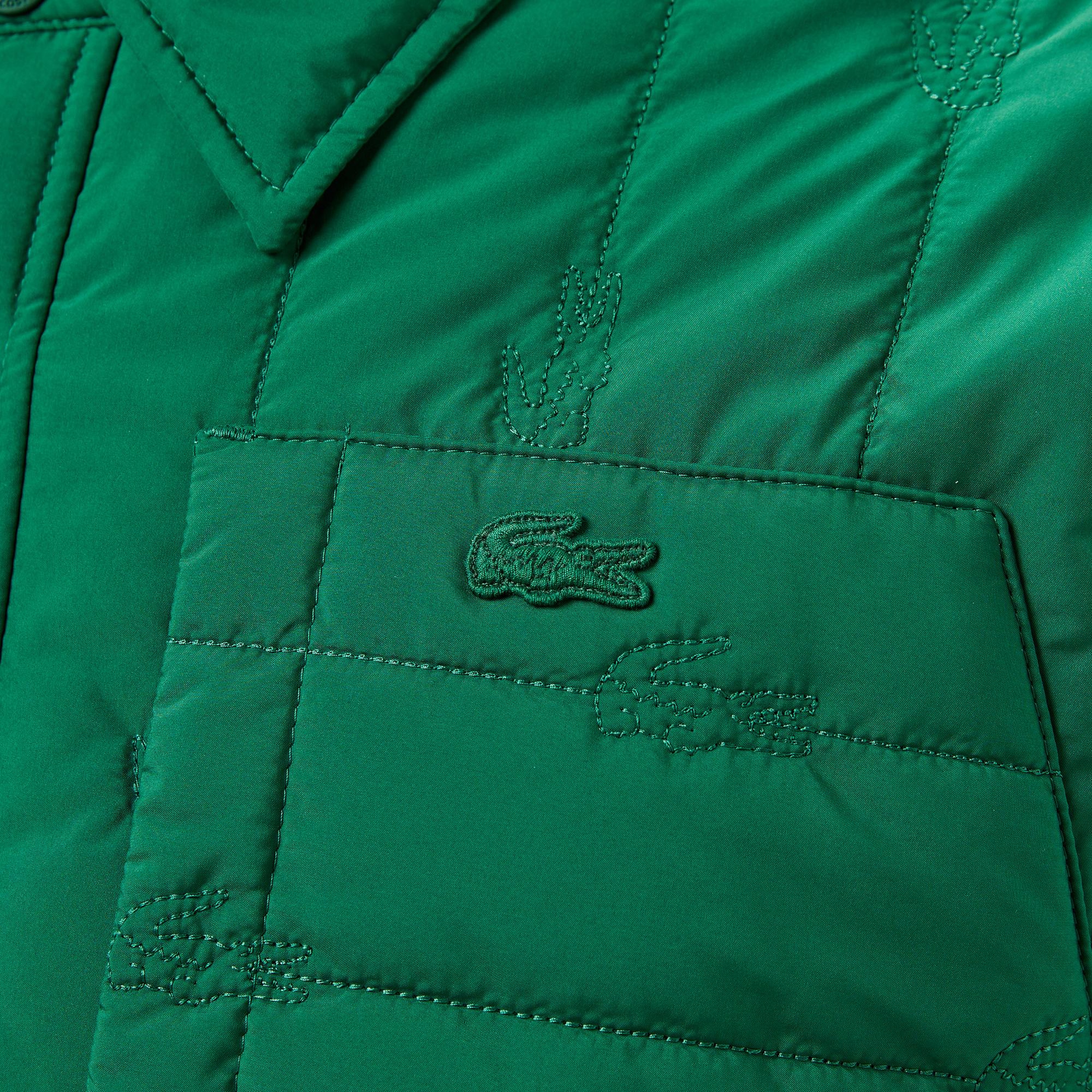 Lacoste Erkek Relaxed Fit Gömlek Yaka Desenli Yeşil Ceket