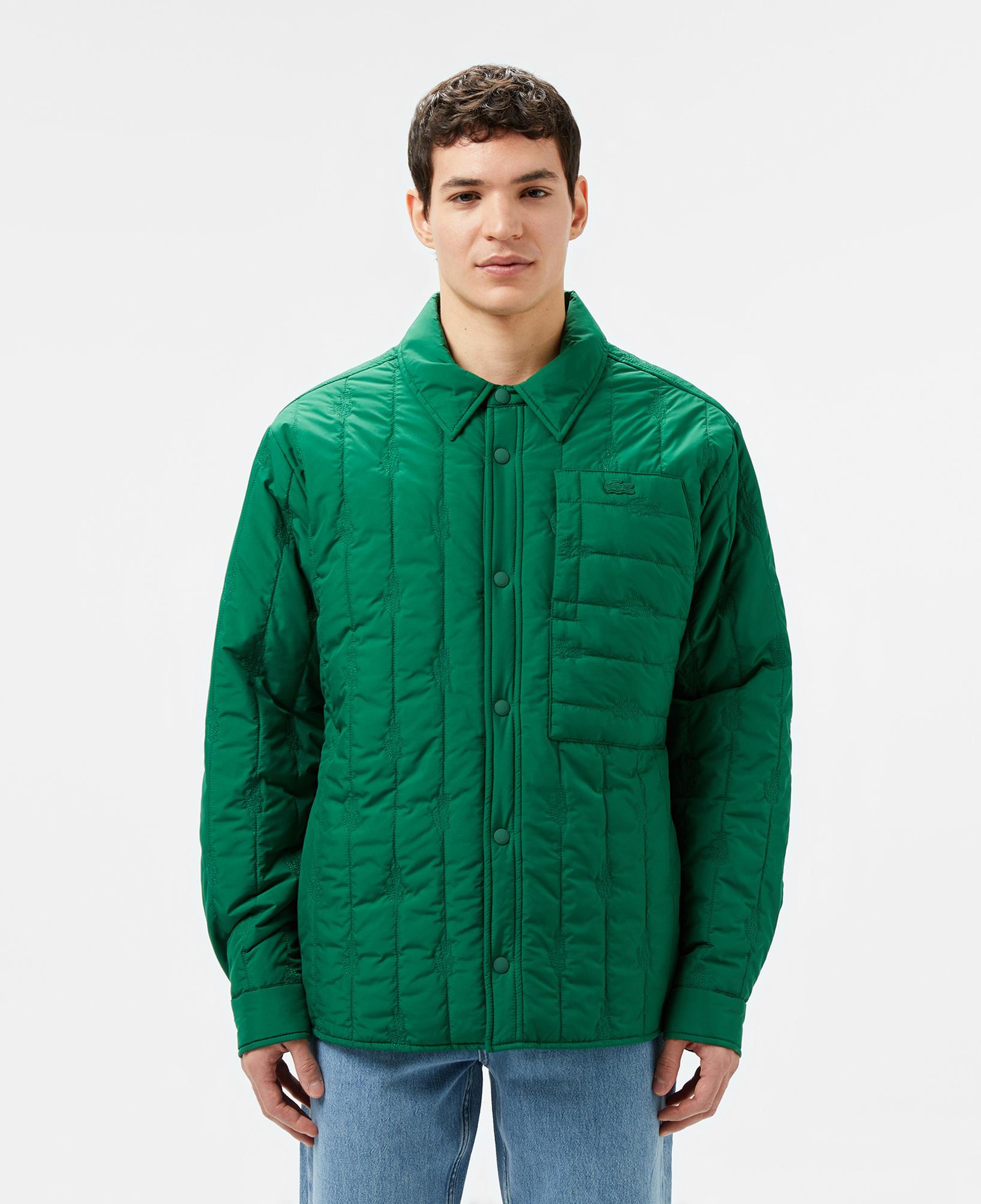 Lacoste Erkek Relaxed Fit Gömlek Yaka Desenli Yeşil Ceket
