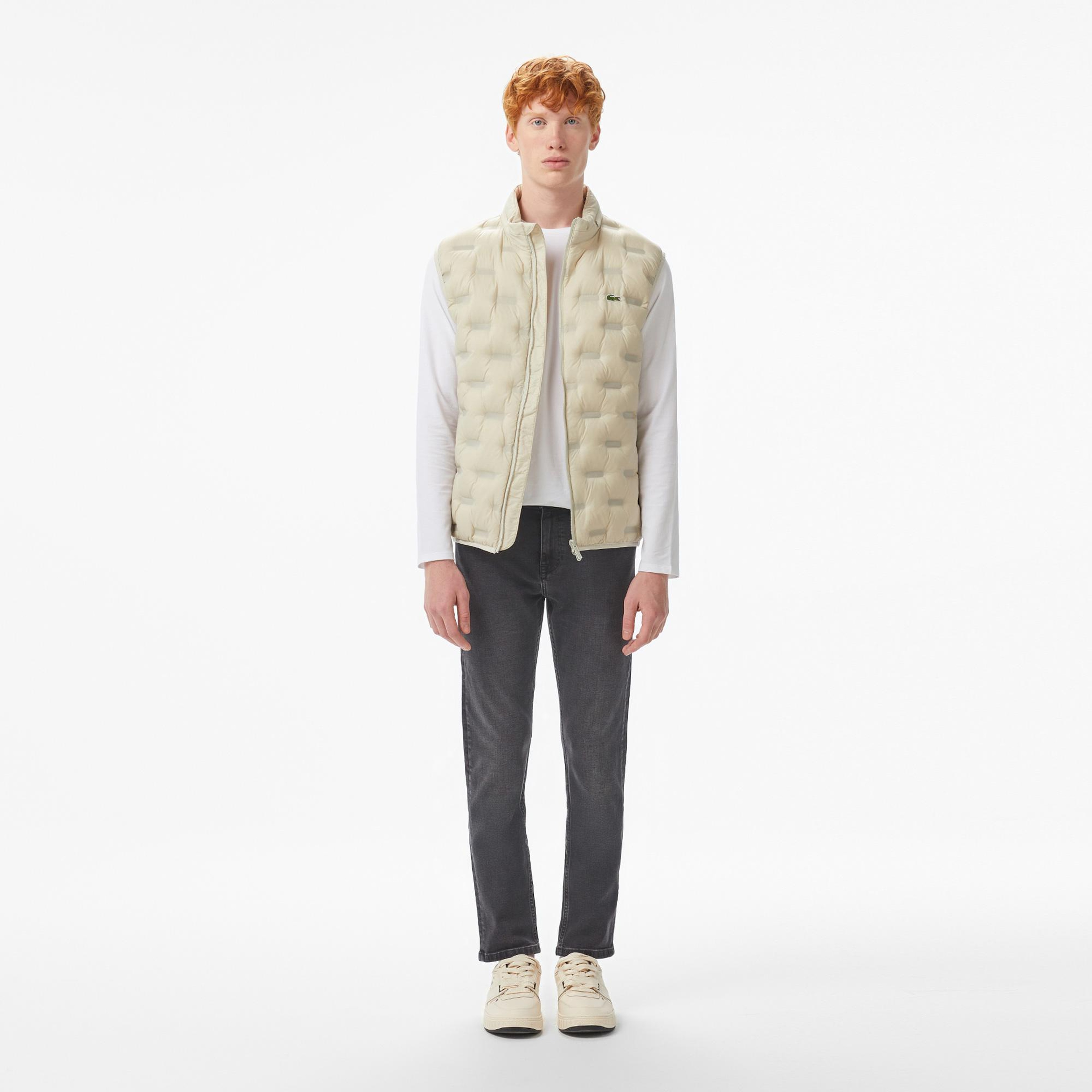 Lacoste Erkek Dik Yaka Kapitone Açık Gri Yelek