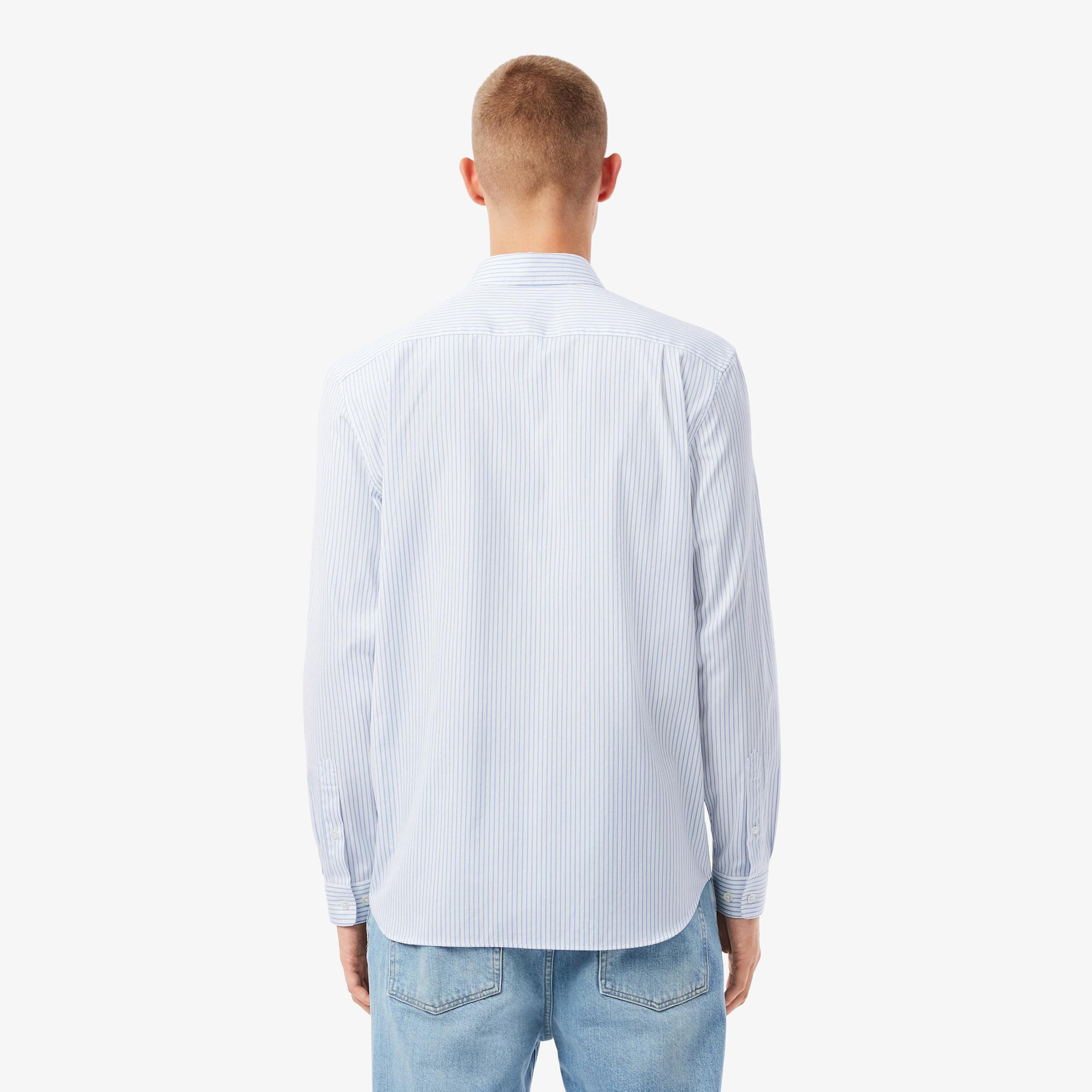 Lacoste Erkek Regular Fit Çizgili Beyaz Gömlek