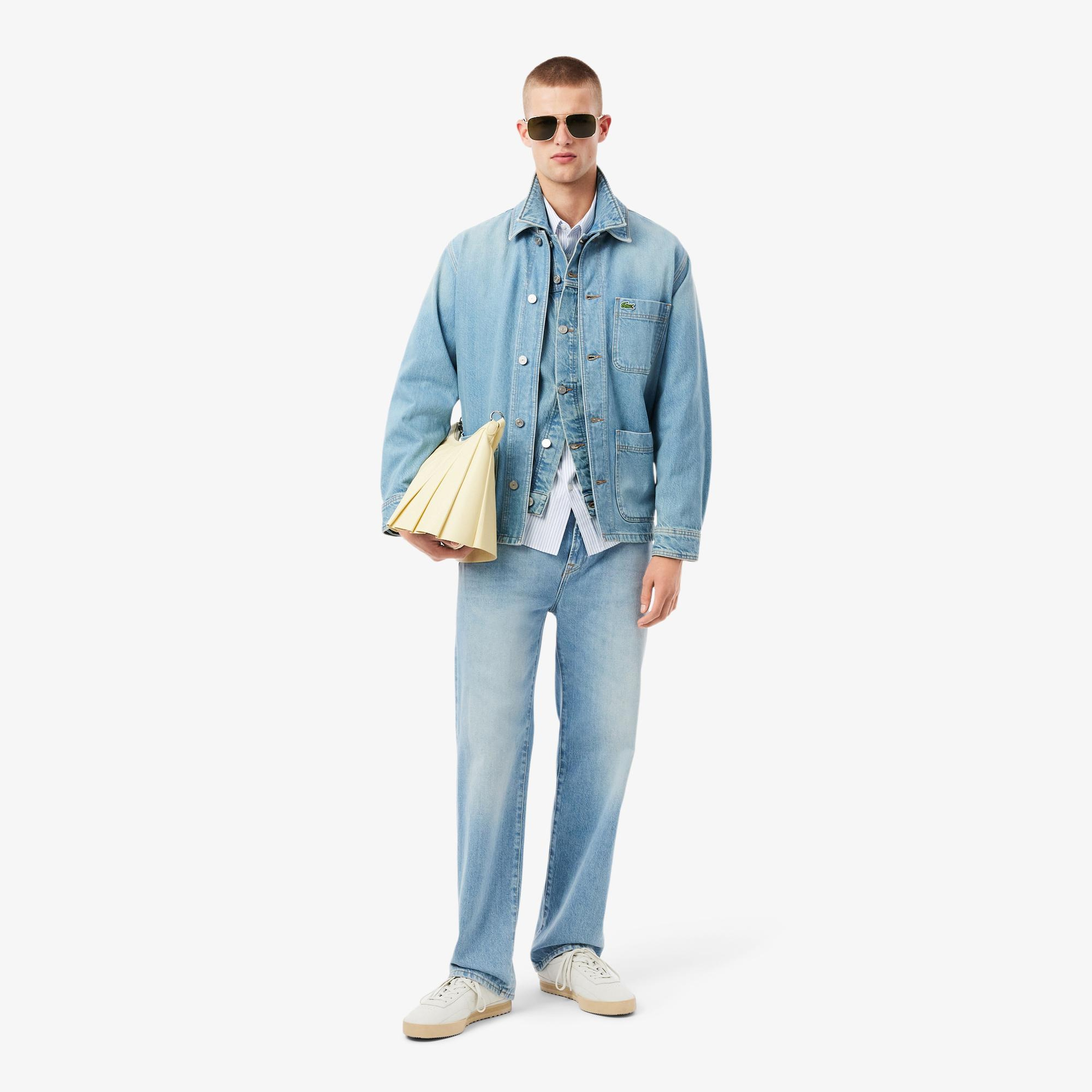 Lacoste Erkek Regular Fit Çizgili Beyaz Gömlek