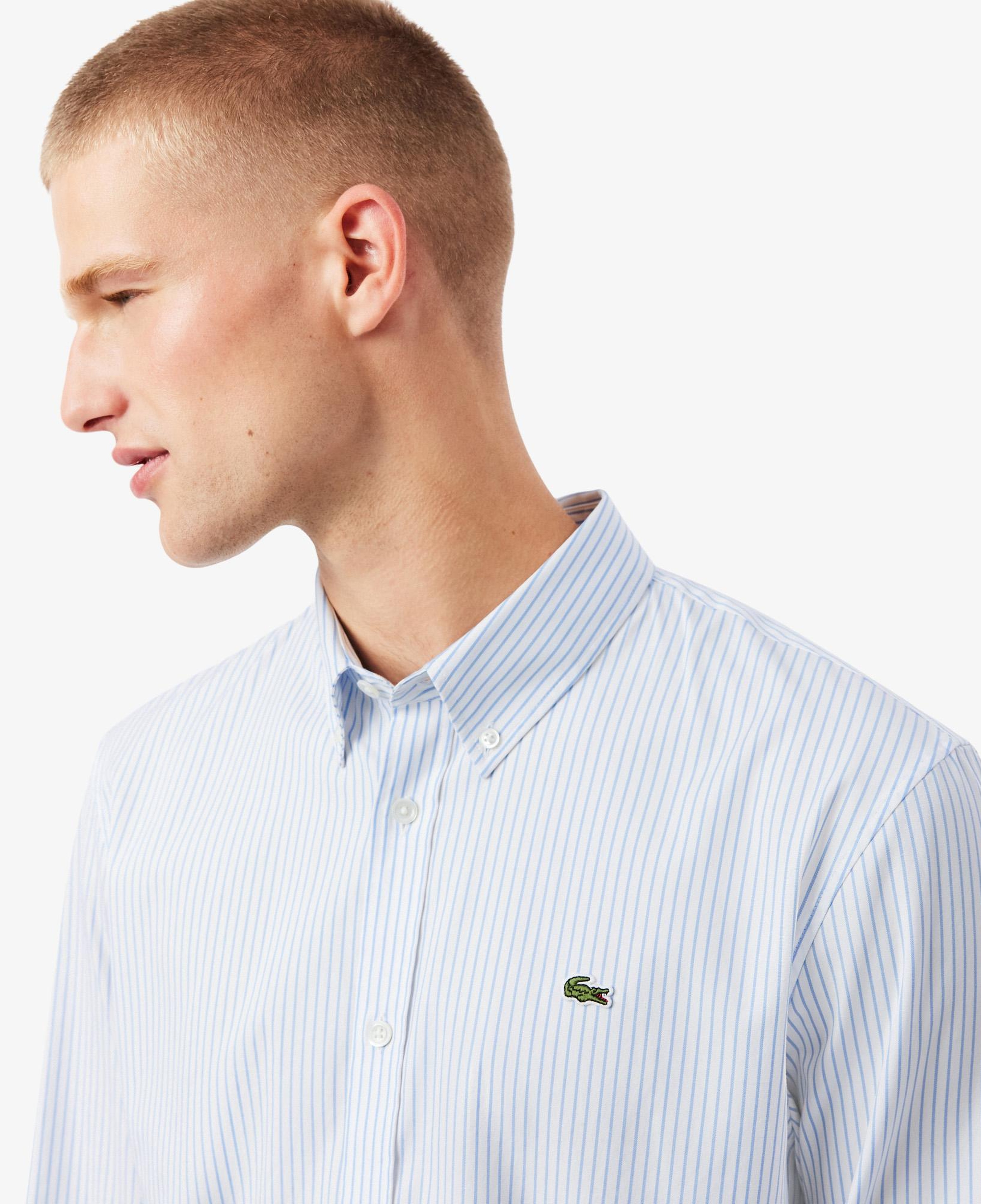 Lacoste Erkek Regular Fit Çizgili Beyaz Gömlek