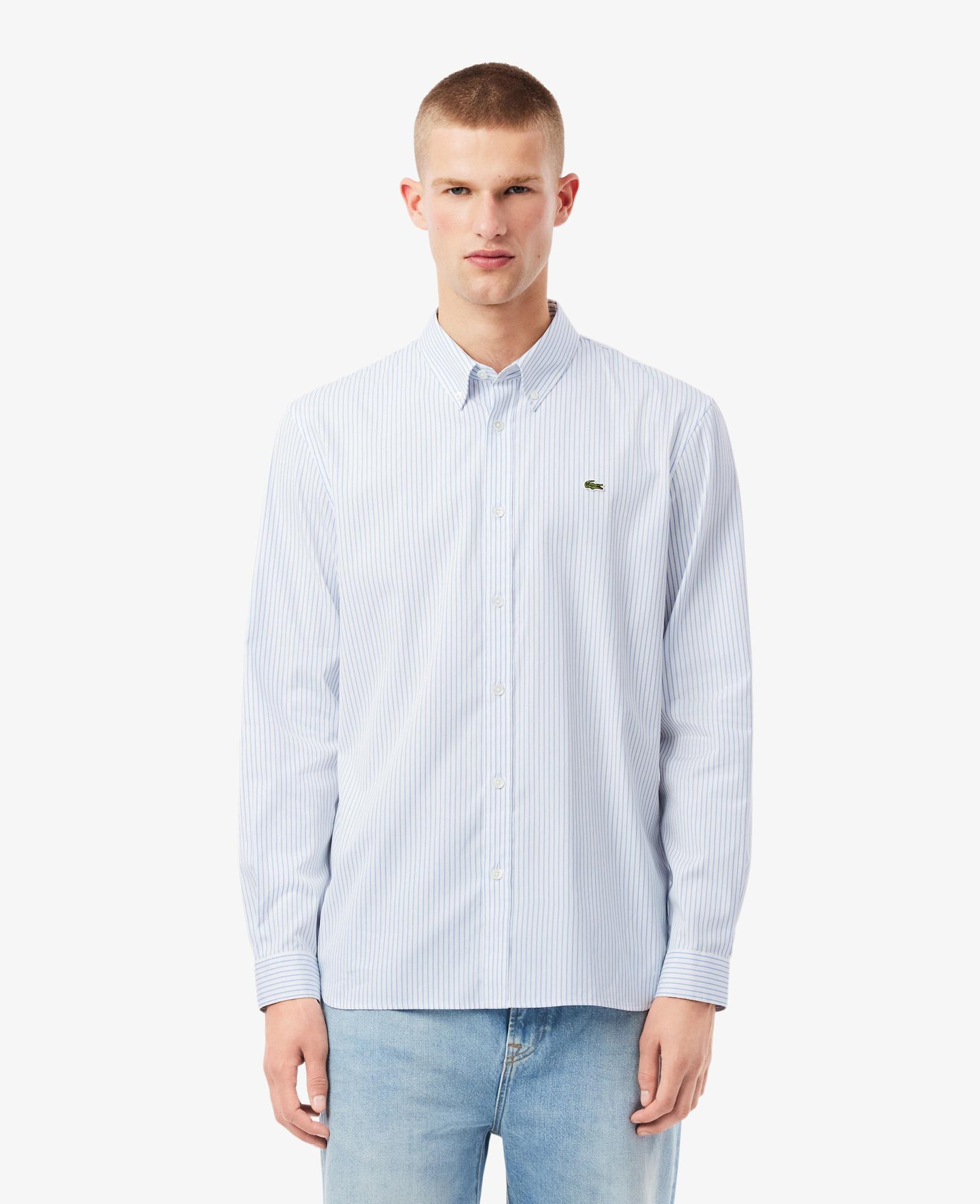 Lacoste Erkek Regular Fit Çizgili Beyaz Gömlek