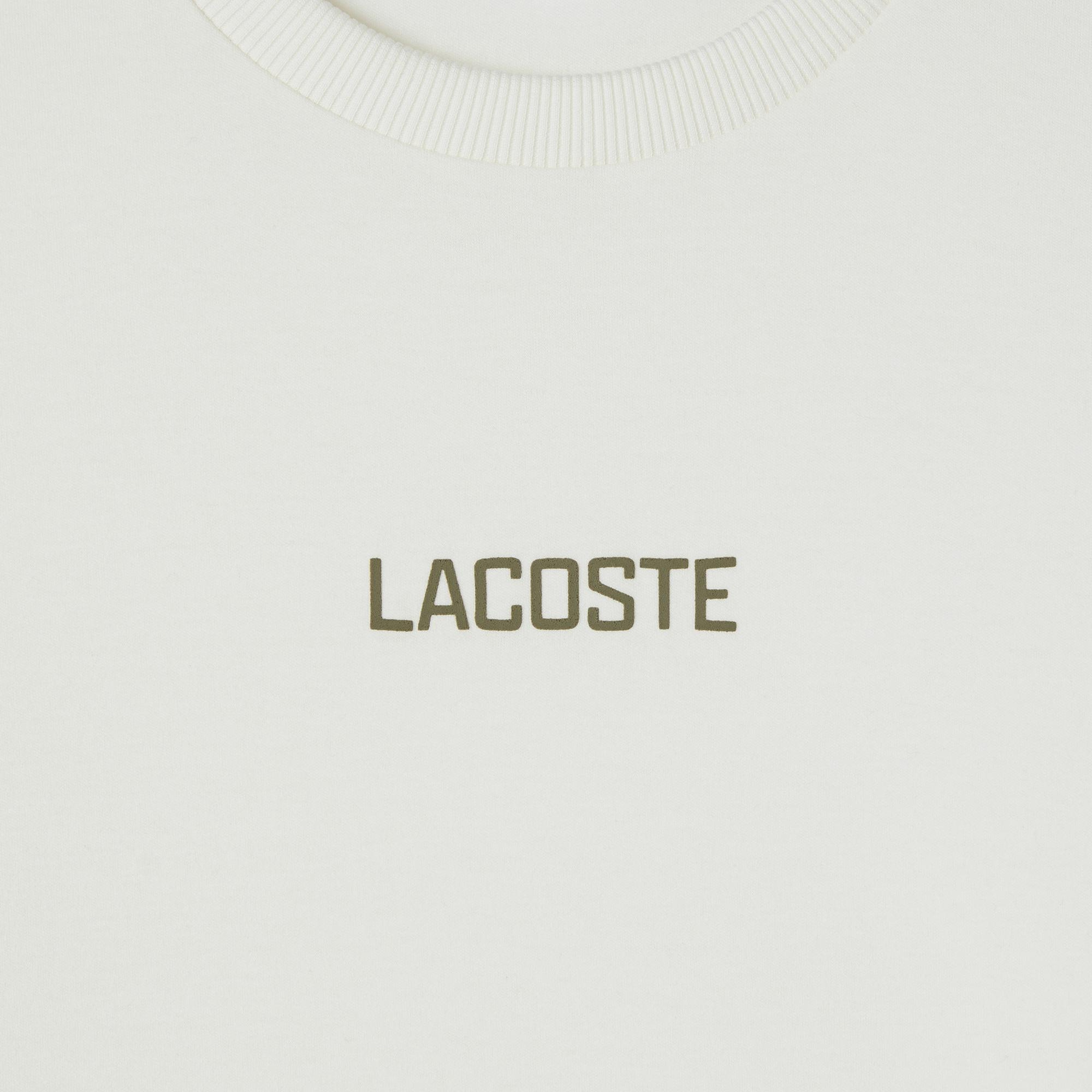 Lacoste Erkek Loose Fit Bisiklet Yaka Baskılı Beyaz T-Shirt