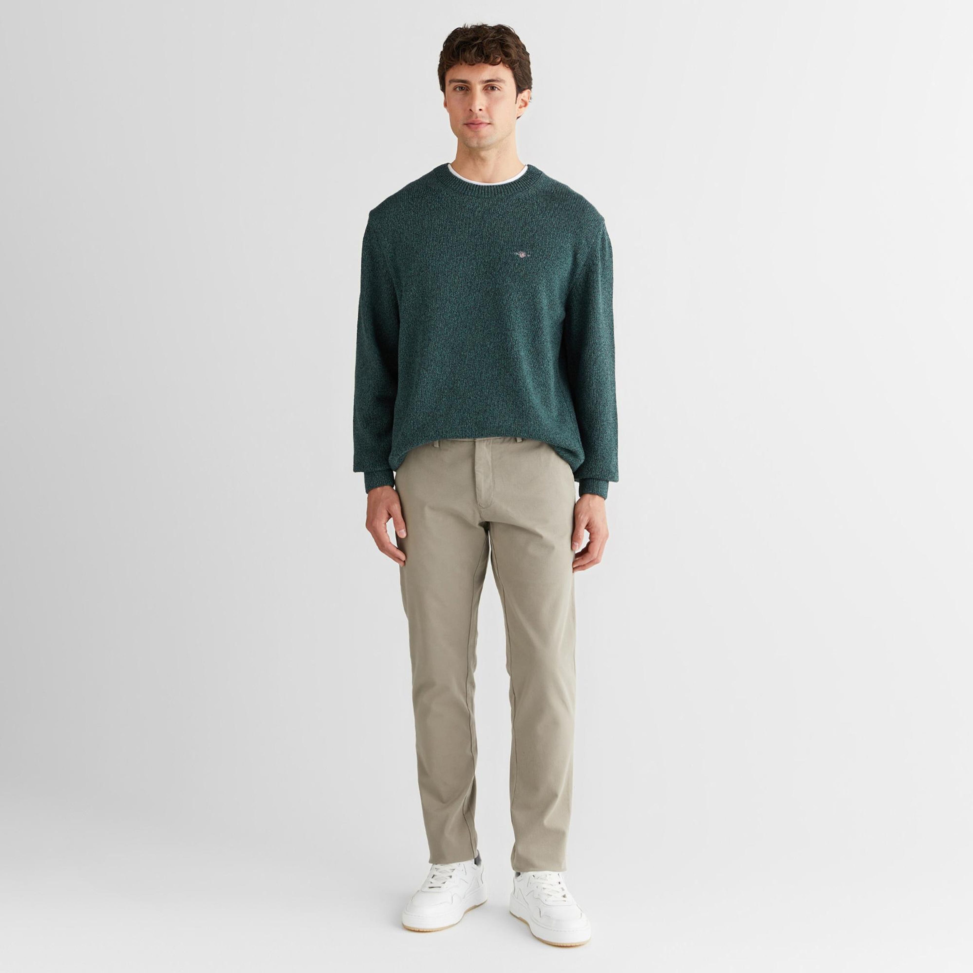 GANT Erkek Yeşil Relaxed Fit Bisiklet Yaka Triko