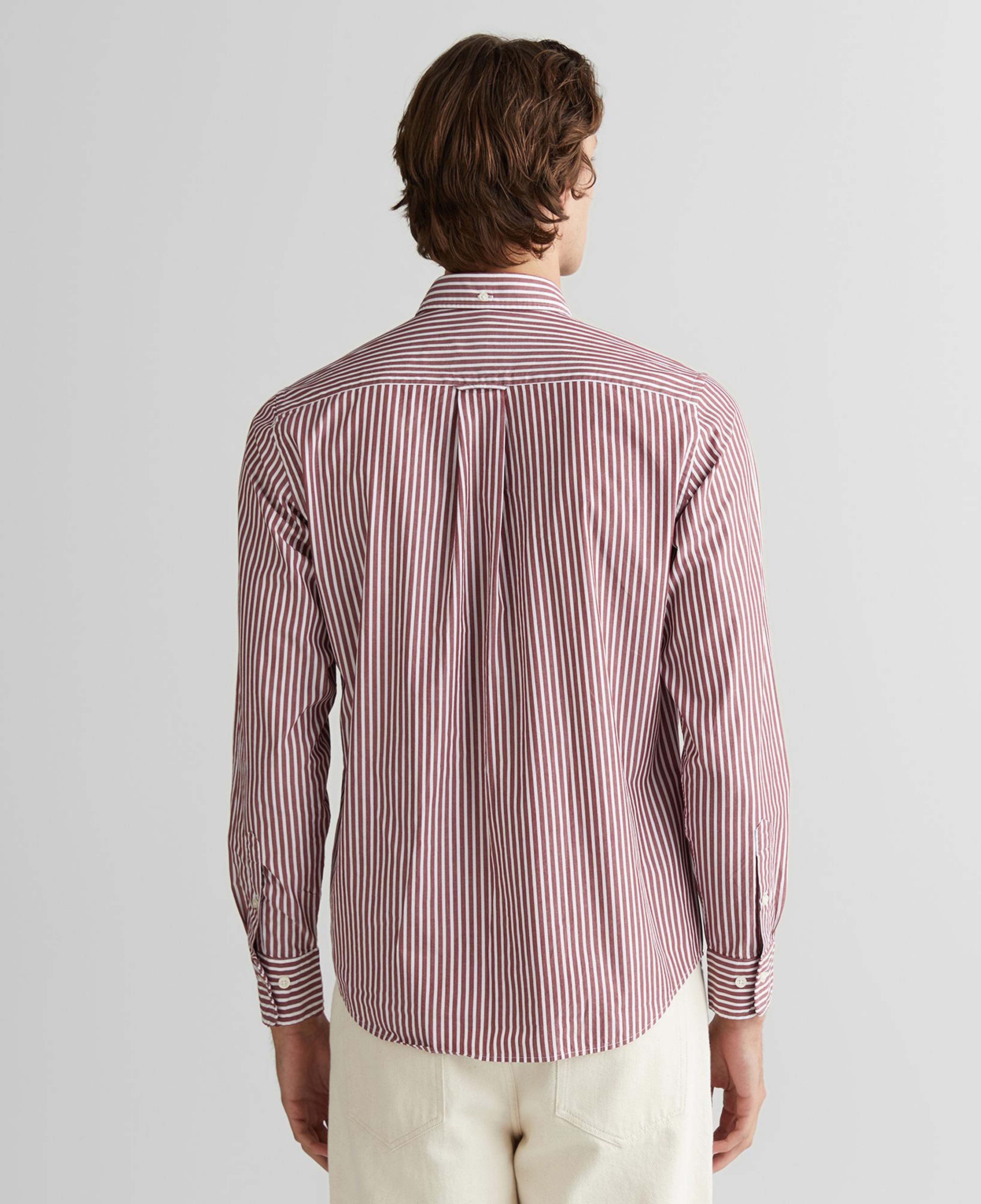GANT Erkek Bordo Regular Fit Düğmeli Yaka Çizgili Poplin Gömlek