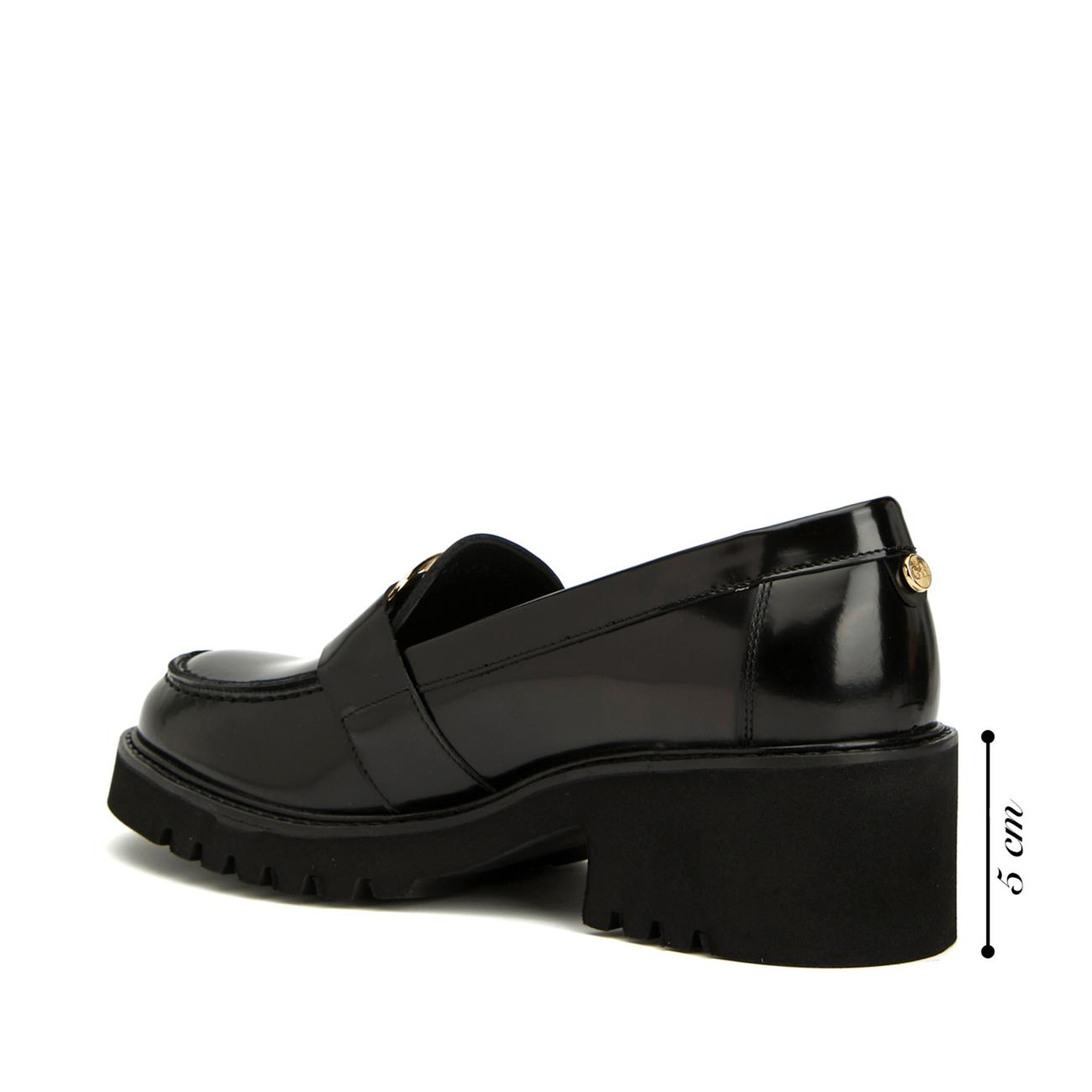 George Hogg Icons Kadın Siyah Tokalı Deri Topuklu Loafer