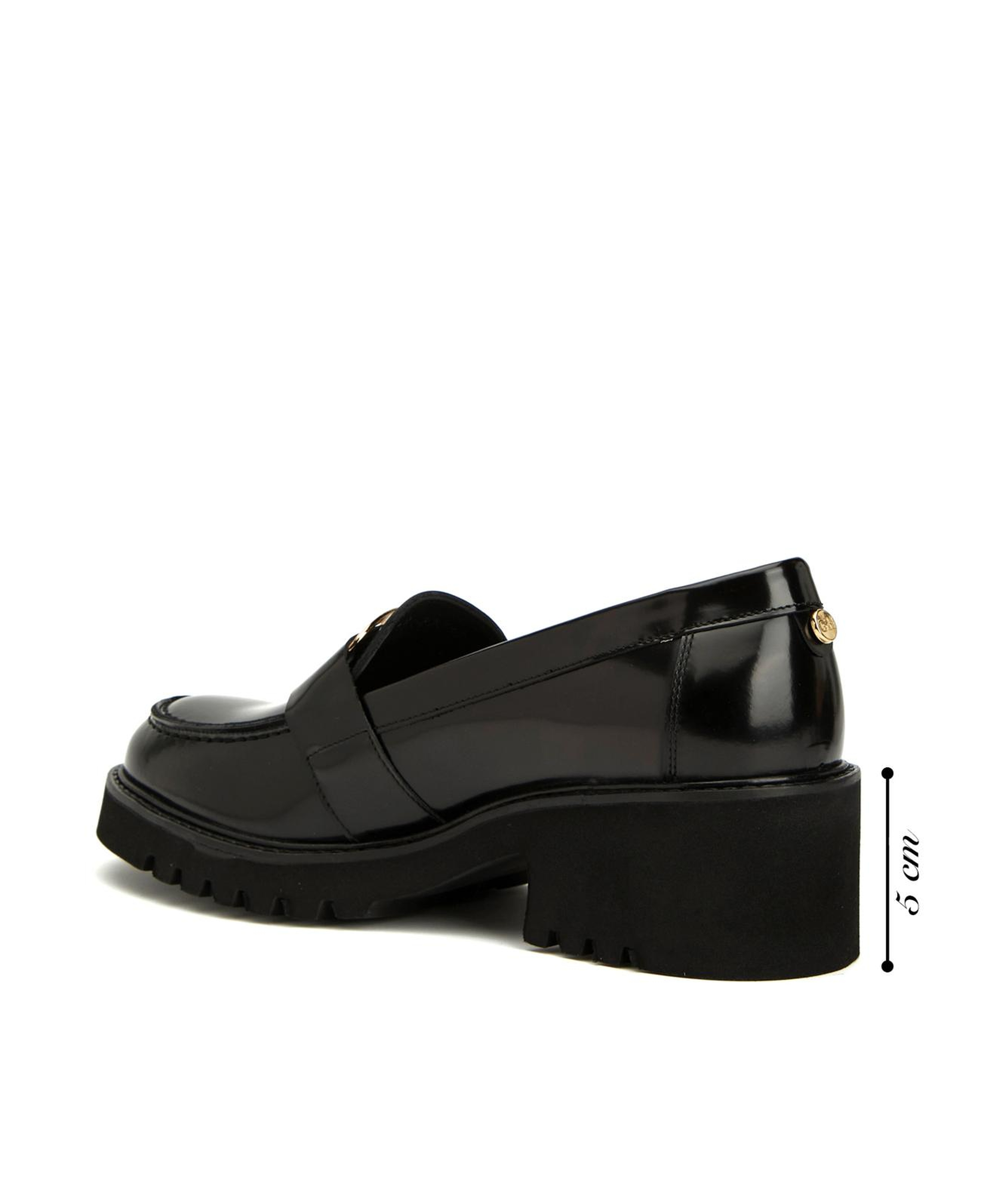 George Hogg Icons Kadın Siyah Tokalı Deri Topuklu Loafer