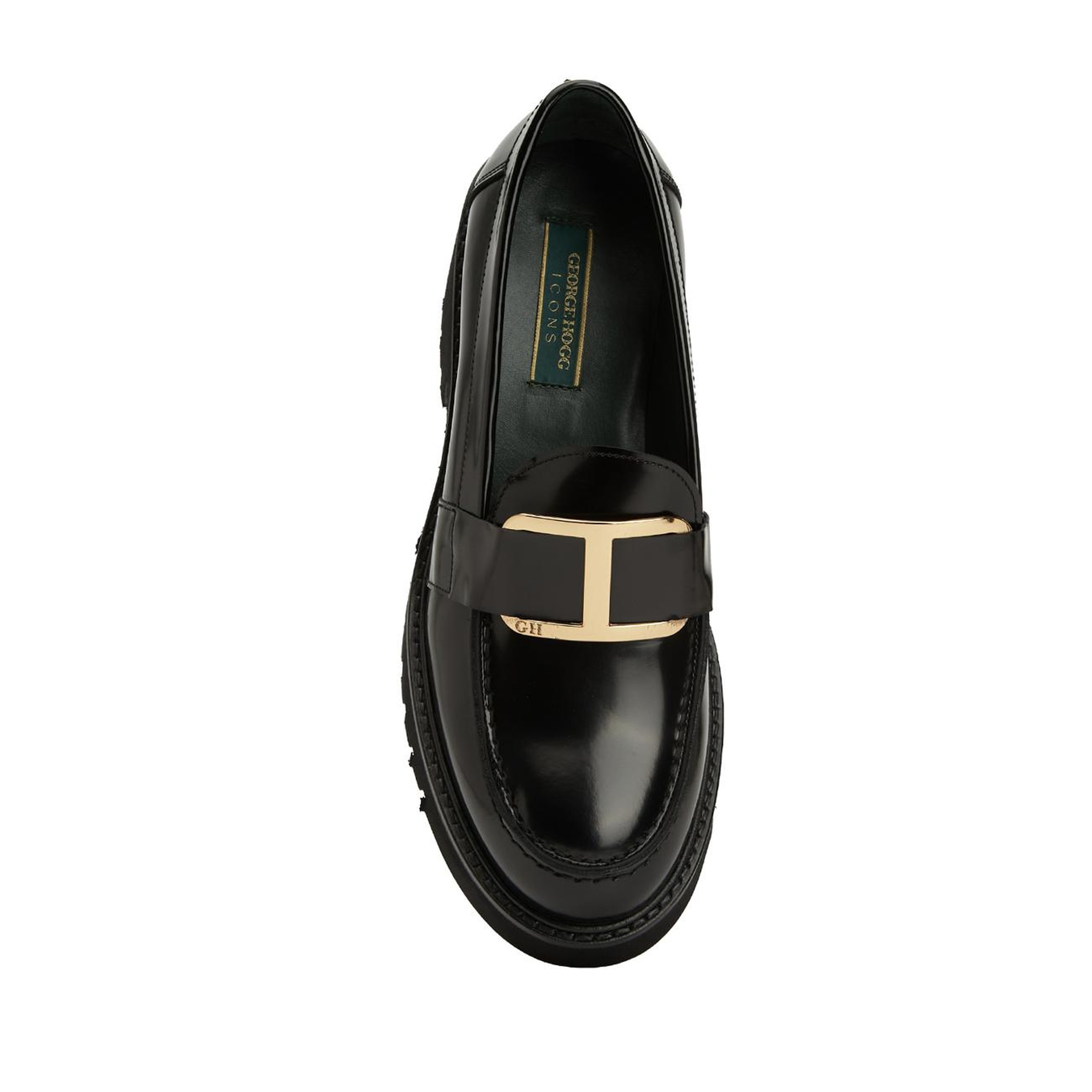 George Hogg Icons Kadın Siyah Tokalı Deri Topuklu Loafer