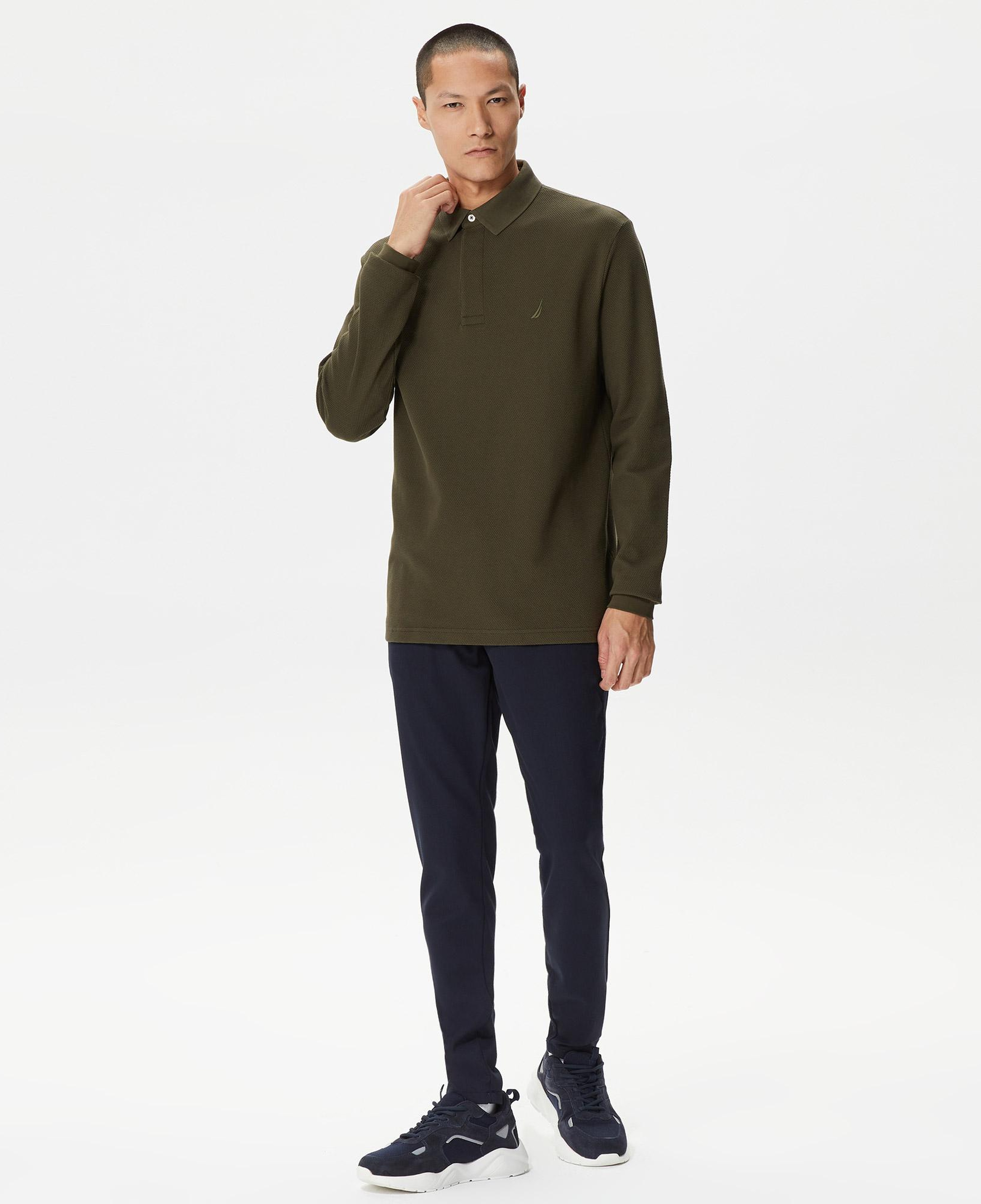 Nautica Erkek Yeşil Slim Fit Uzun Kollu Polo Yaka T-Shirt