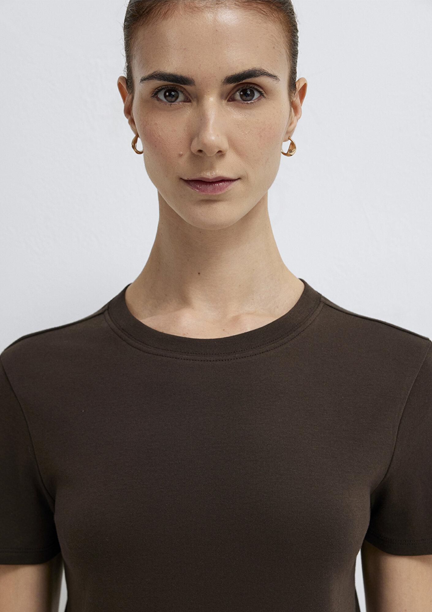 Mavi Kahverengi Basic Tişört Slim Fit / Dar Kesim 1614181-90707