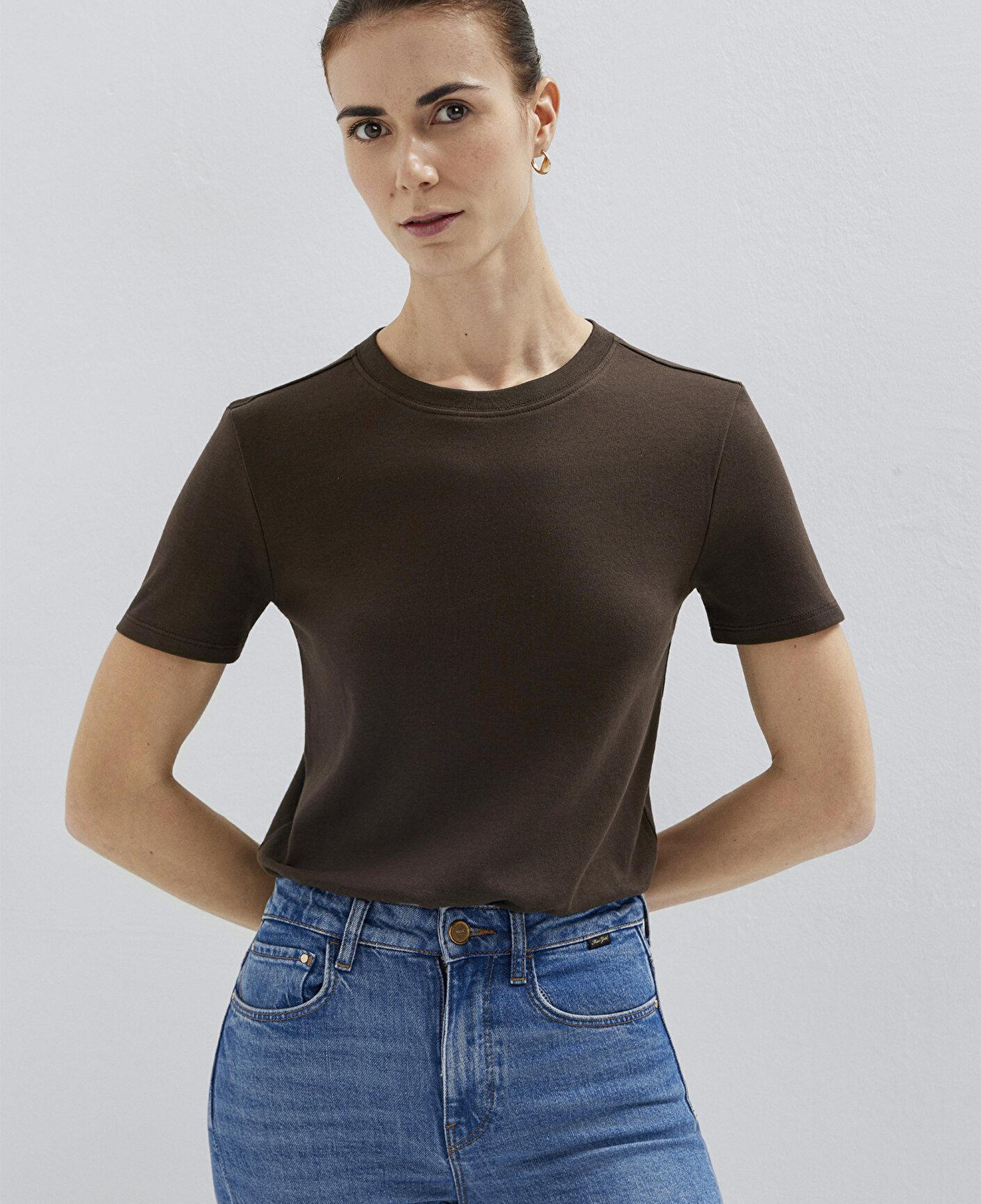 Mavi Kahverengi Basic Tişört Slim Fit / Dar Kesim 1614181-90707