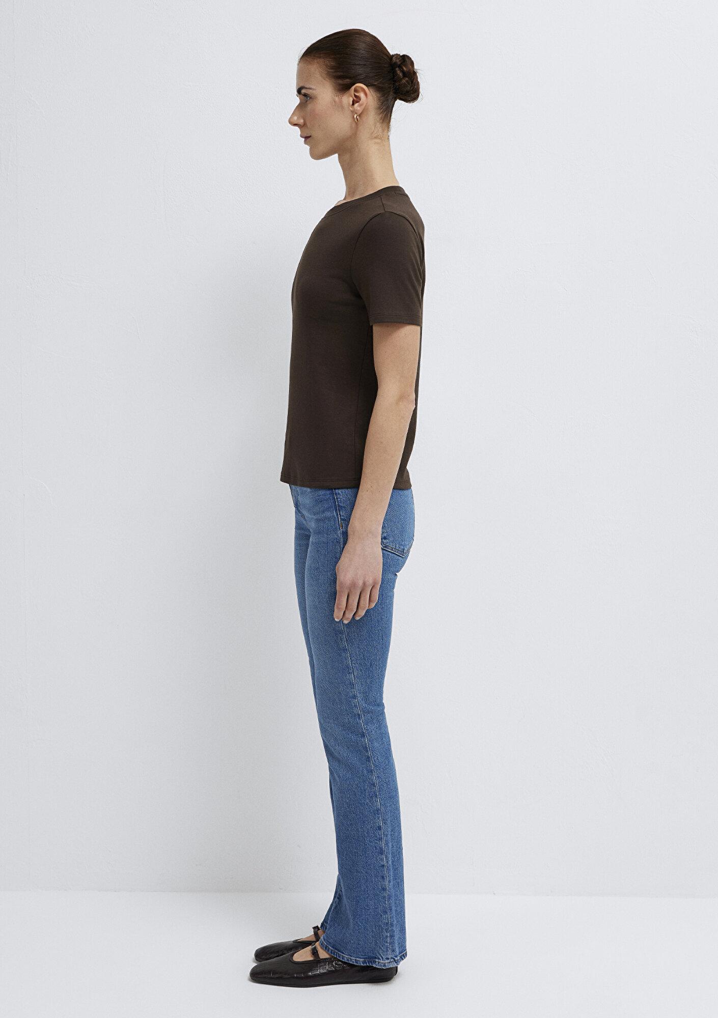 Mavi Kahverengi Basic Tişört Slim Fit / Dar Kesim 1614181-90707