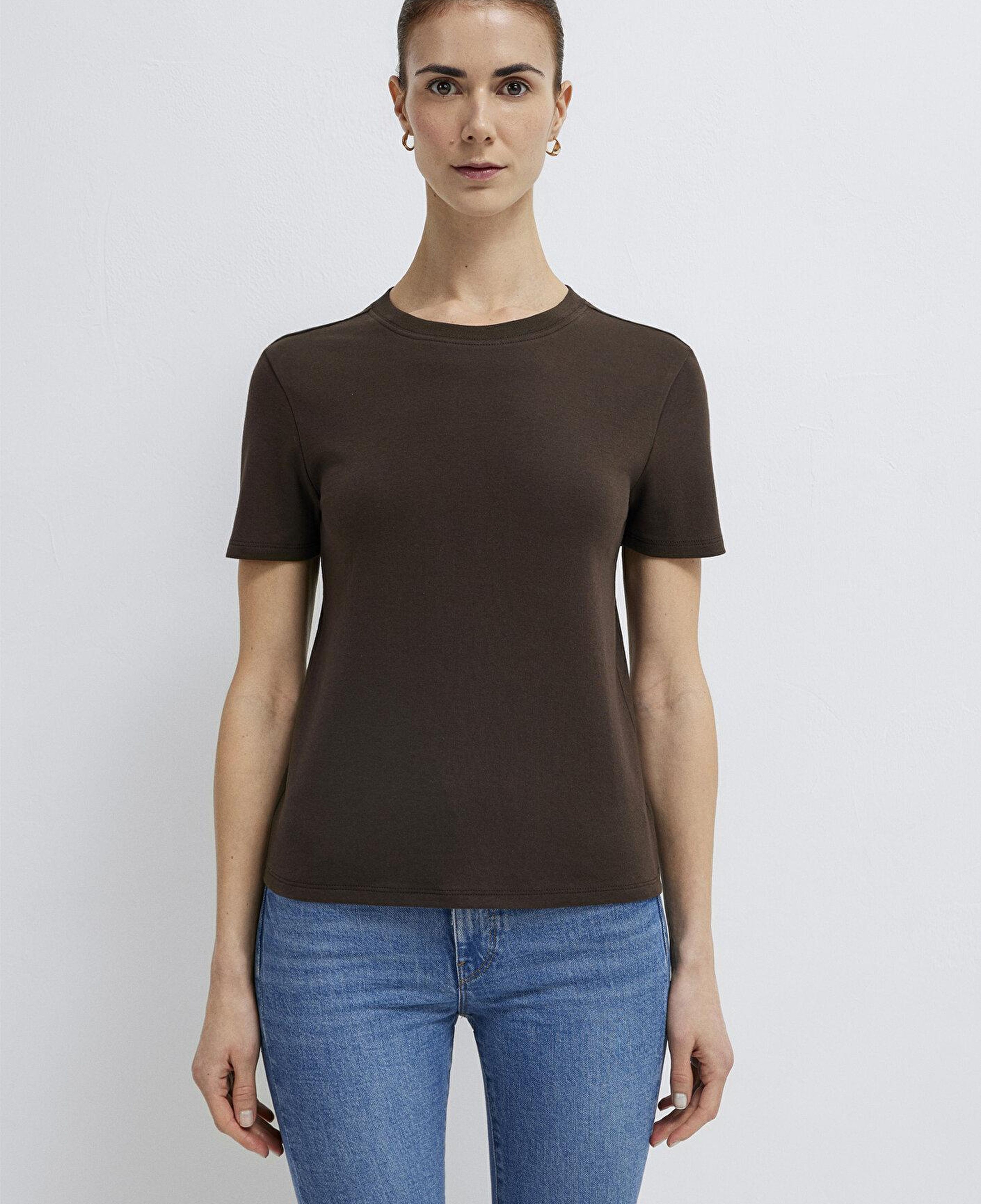 Mavi Kahverengi Basic Tişört Slim Fit / Dar Kesim 1614181-90707